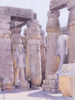 19th Century British watercolour of the Temple of Luxor, Egypt