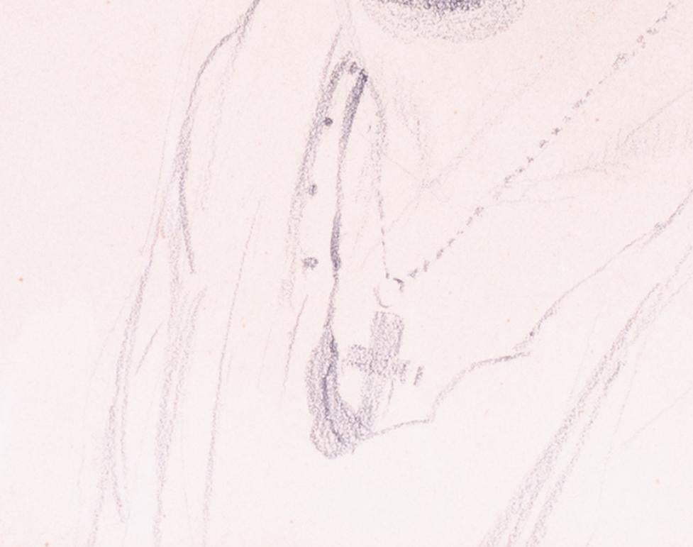 Disegno di ritratto di una ragazza dell'artista britannico William Robert Hayes 1