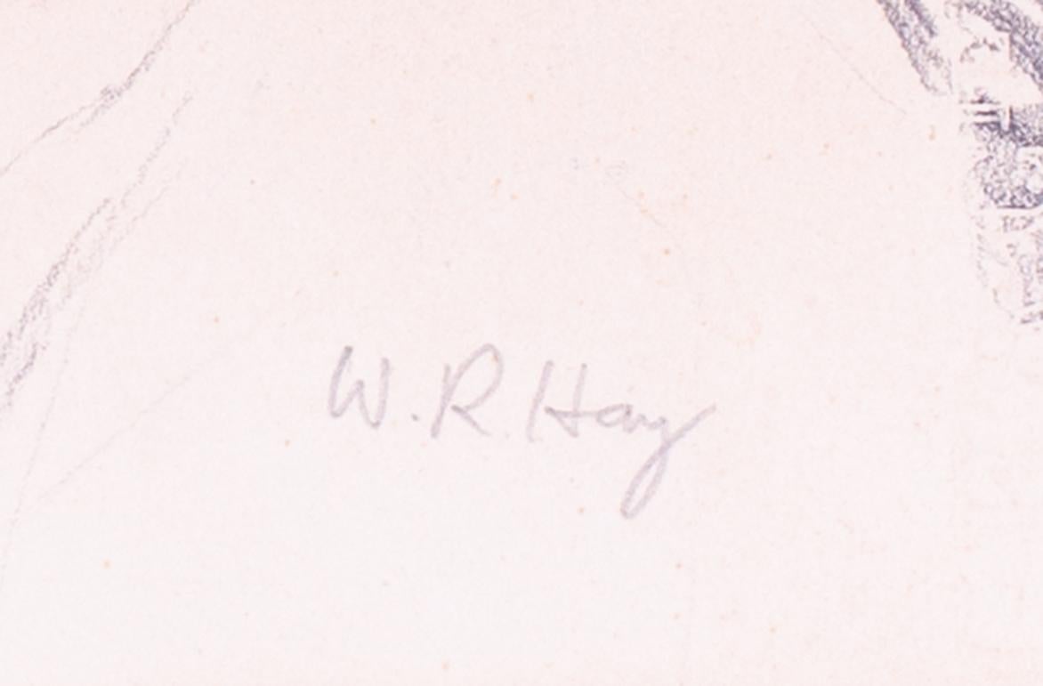 Disegno di ritratto di una ragazza dell'artista britannico William Robert Hayes - Portrait Grigio di William Robert Hay 