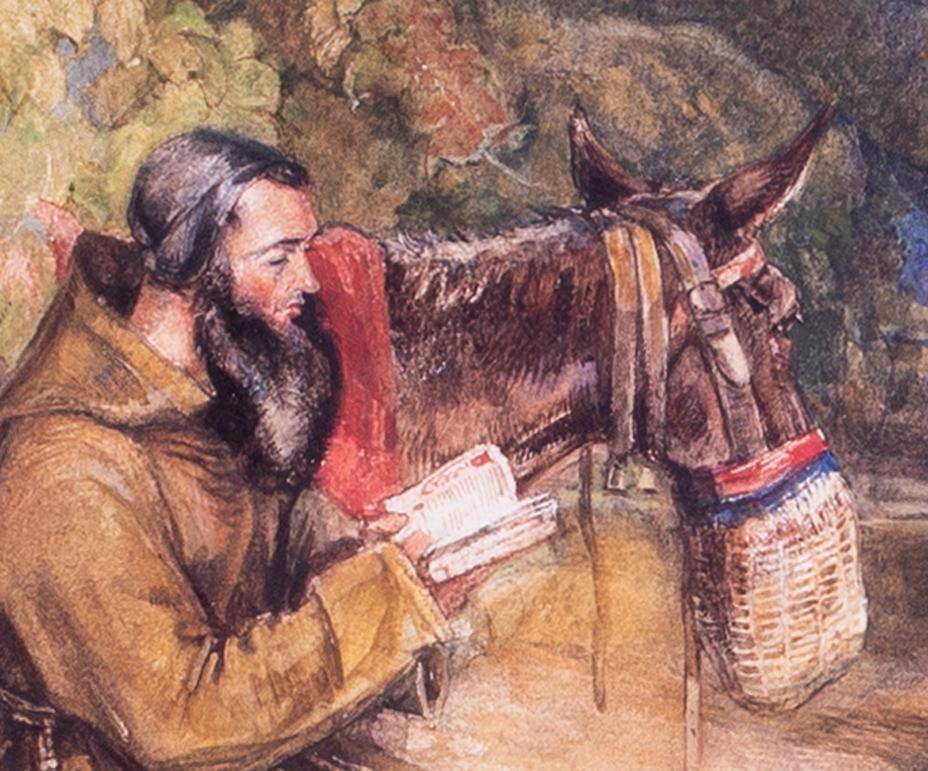 British, 19th Century watercolour by John Frederick Lewis, 'Receiving a blessing 1