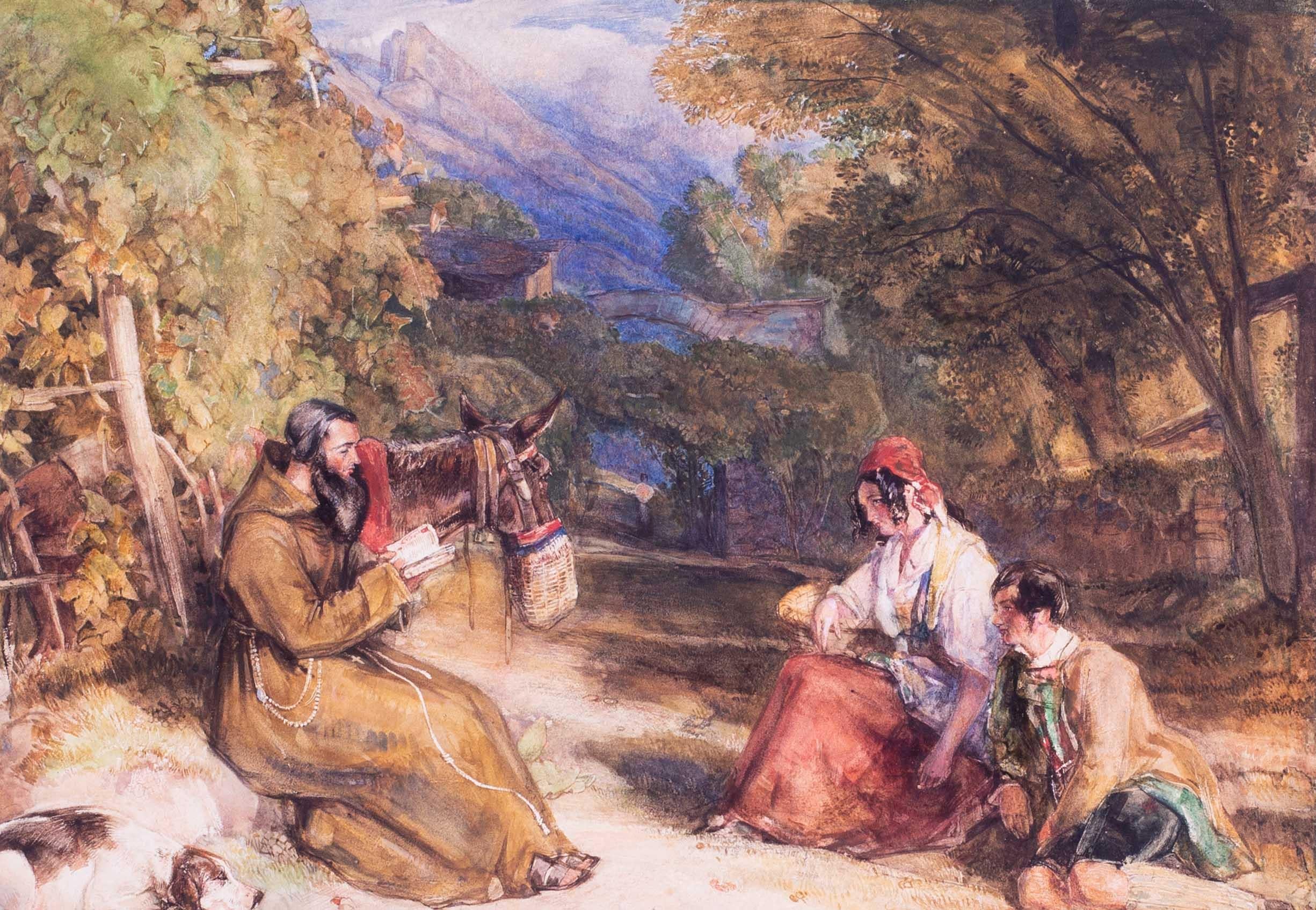John Frederick Lewis (British, 1805 – 1876)
Receiving a blessing on a mountain track
Watercolour on paper
12.1/2 x 17.1/2 in. (31.8 x 44.5 cm.)

Provenance: Bonhams London, 22nd Jan 2014, Lot 70

