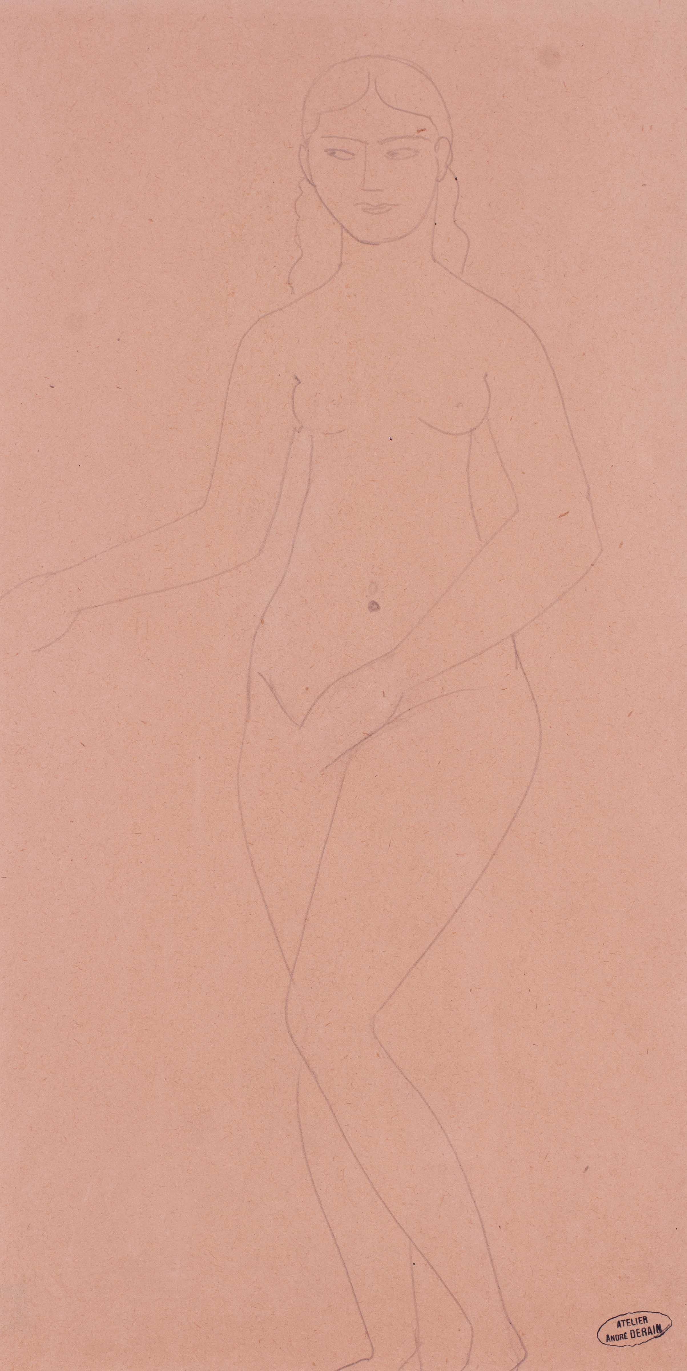 Französische fauvistische Zeichnung eines Akts aus dem frühen 20. Jahrhundert von Andre Derain (Weiß), Nude, von André Derain