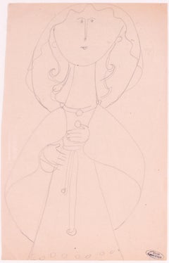 Dibujo fauvista francés de principios del siglo XX de André Derain de una dama con vestido