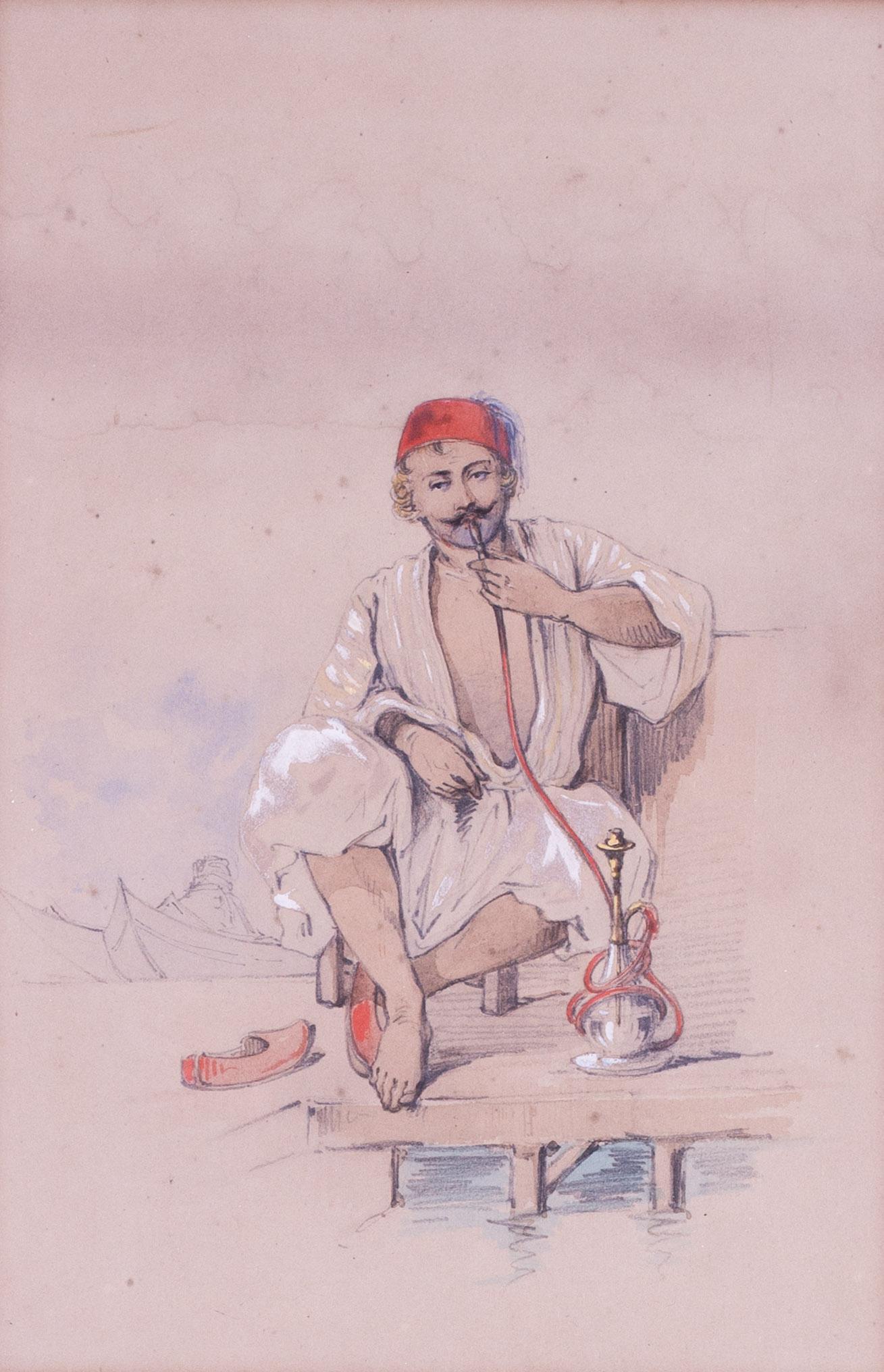 Set of six 19th Century studies or Turkish characters by Maltese artist Preziosi - Beige Figurative Art by Count Amadeo Preziosi