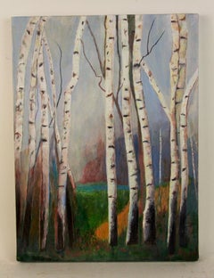 Birch Three Forest Landscape  Painting