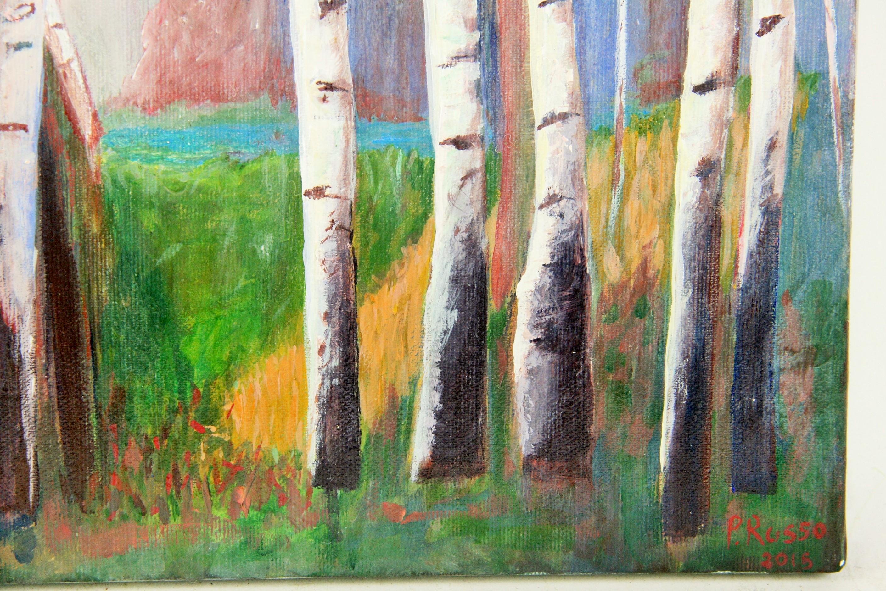 Birch Three Forest Landscape  Painting - Brown Landscape Painting by Unknown