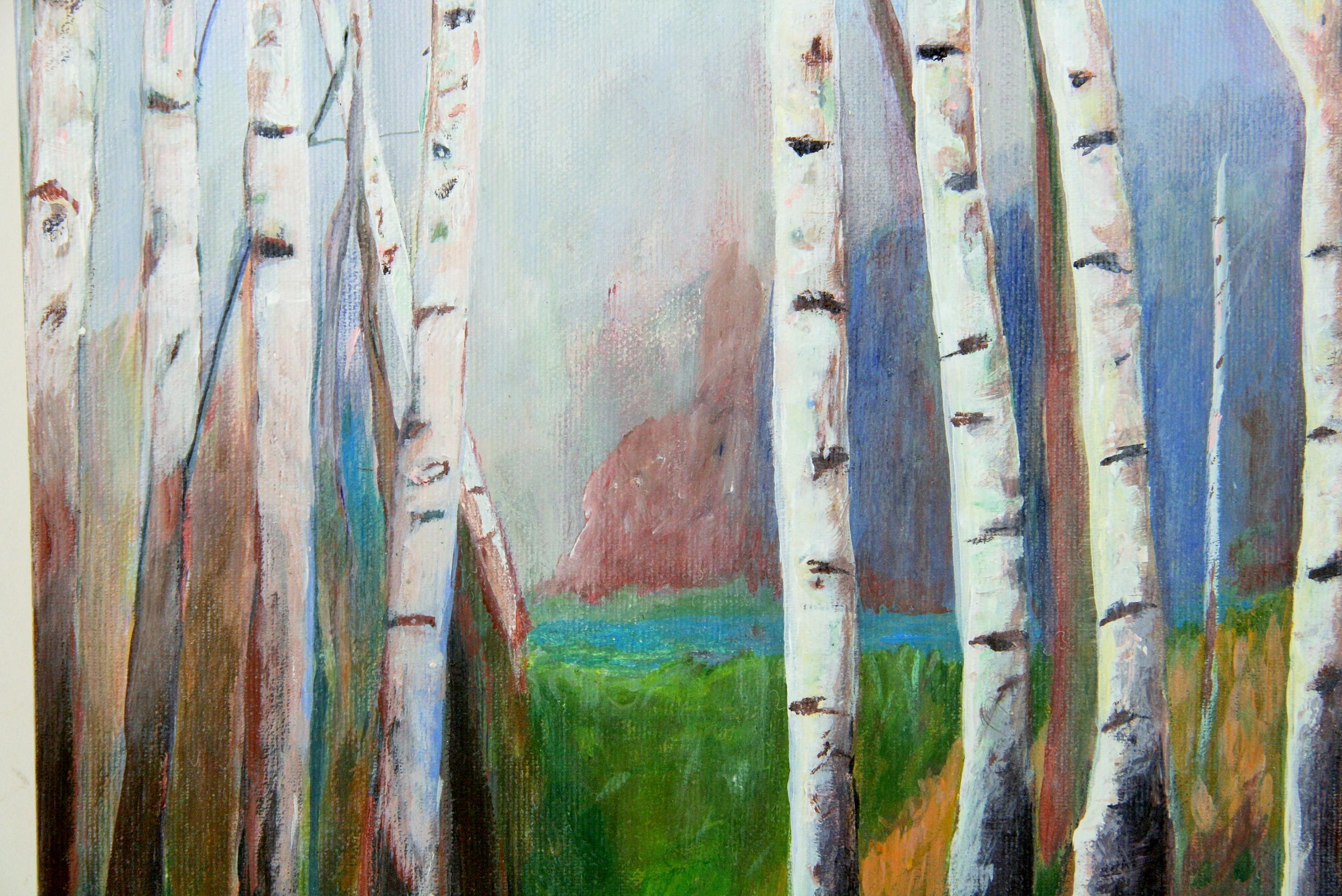 5-3265 Birch Forest , a contemporary original acrylic on canvas ,it depict the desolation and the beauty of nature,signed by P.Russo.Unframed
