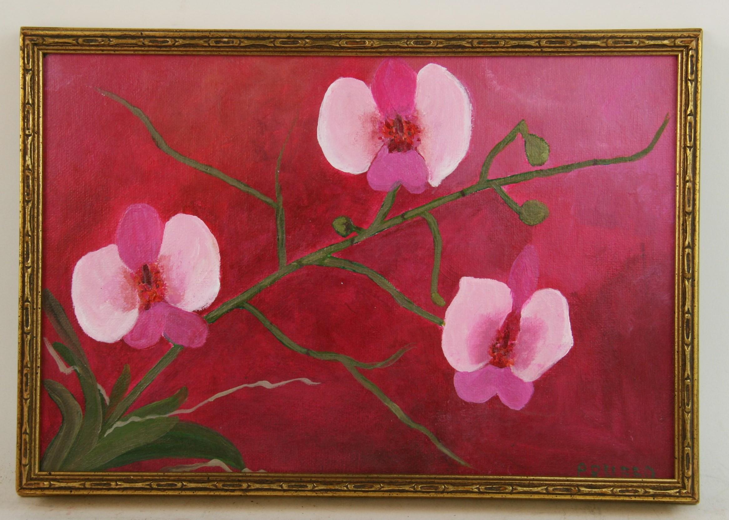 Unknown Still-Life Painting - Flowering Orchiade