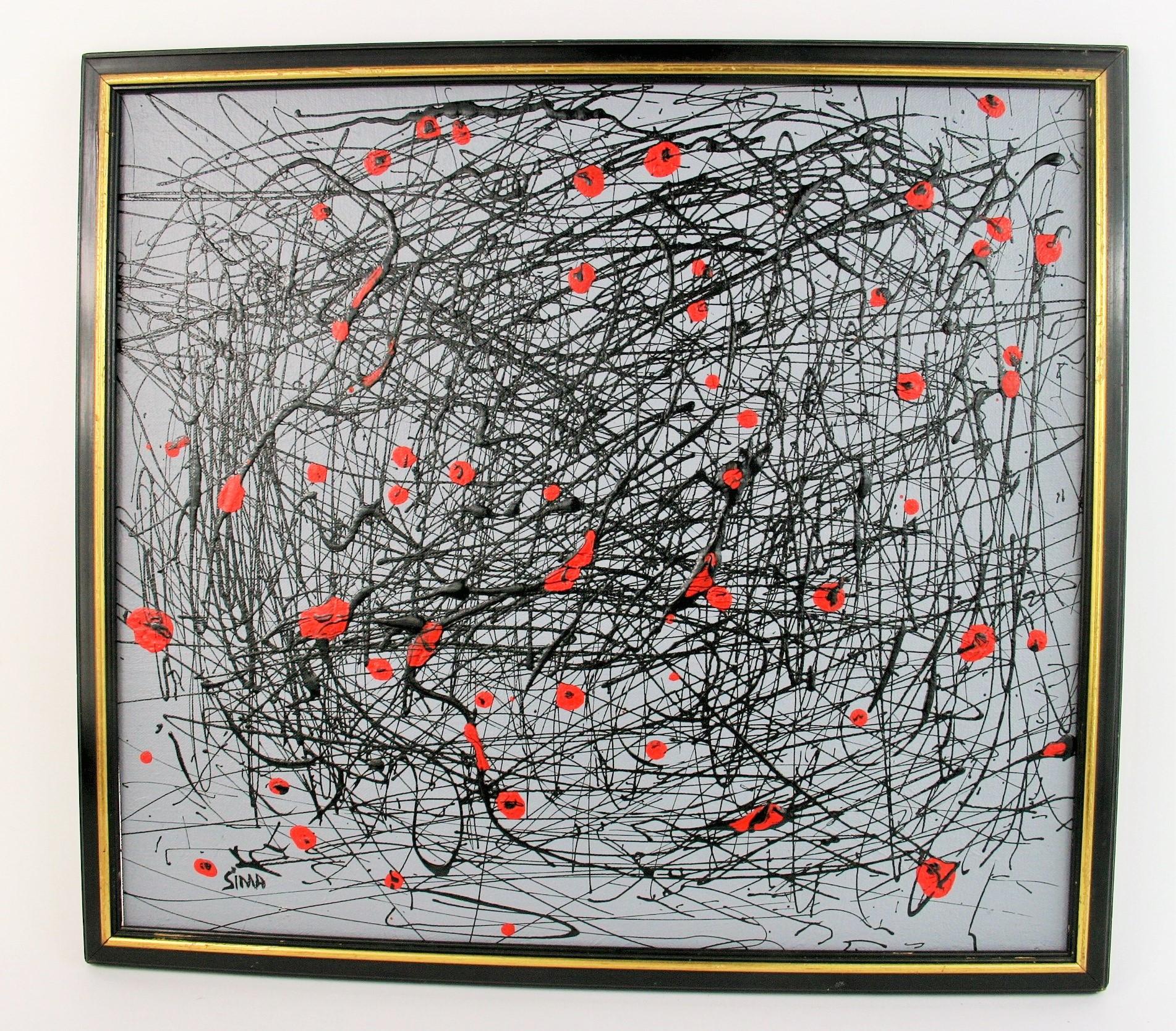 Unknown Abstract Painting -  Abstract Expressionist Black and Red