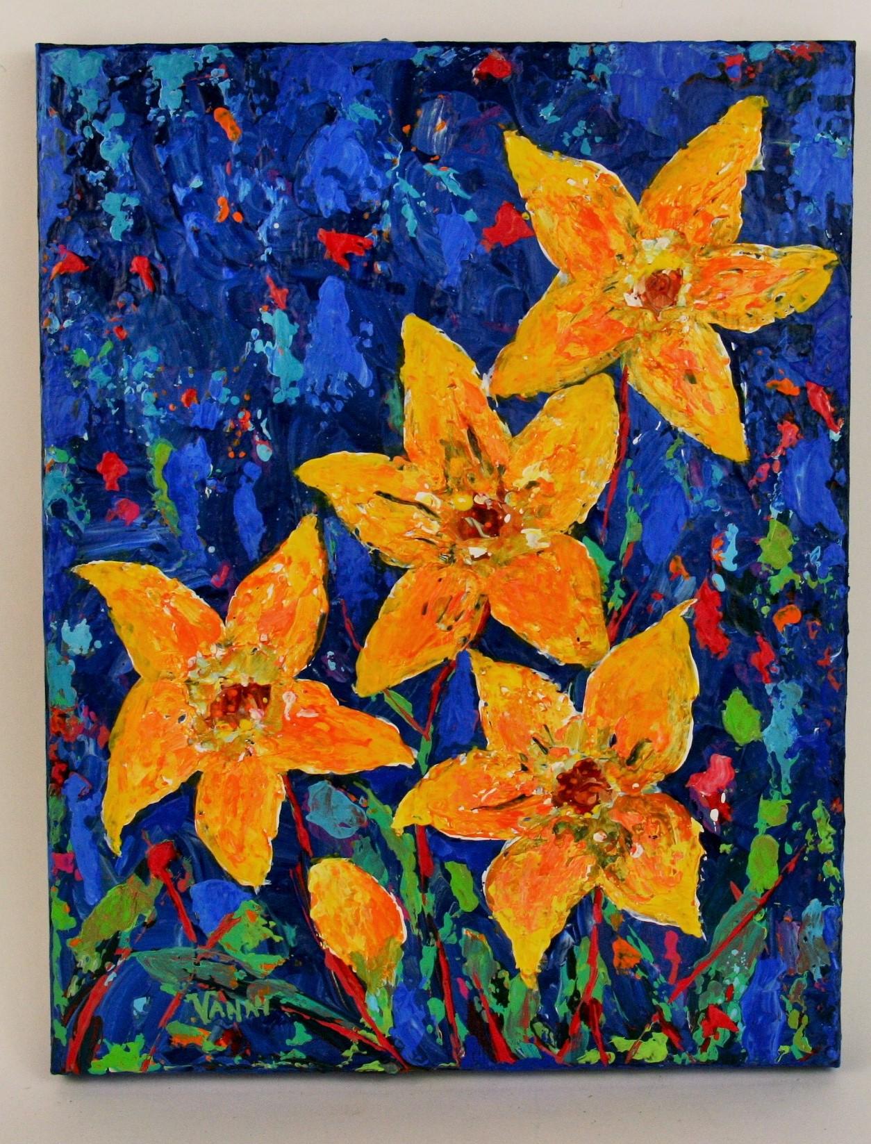 Impressionist Yellow Flowers - Painting by Vanni