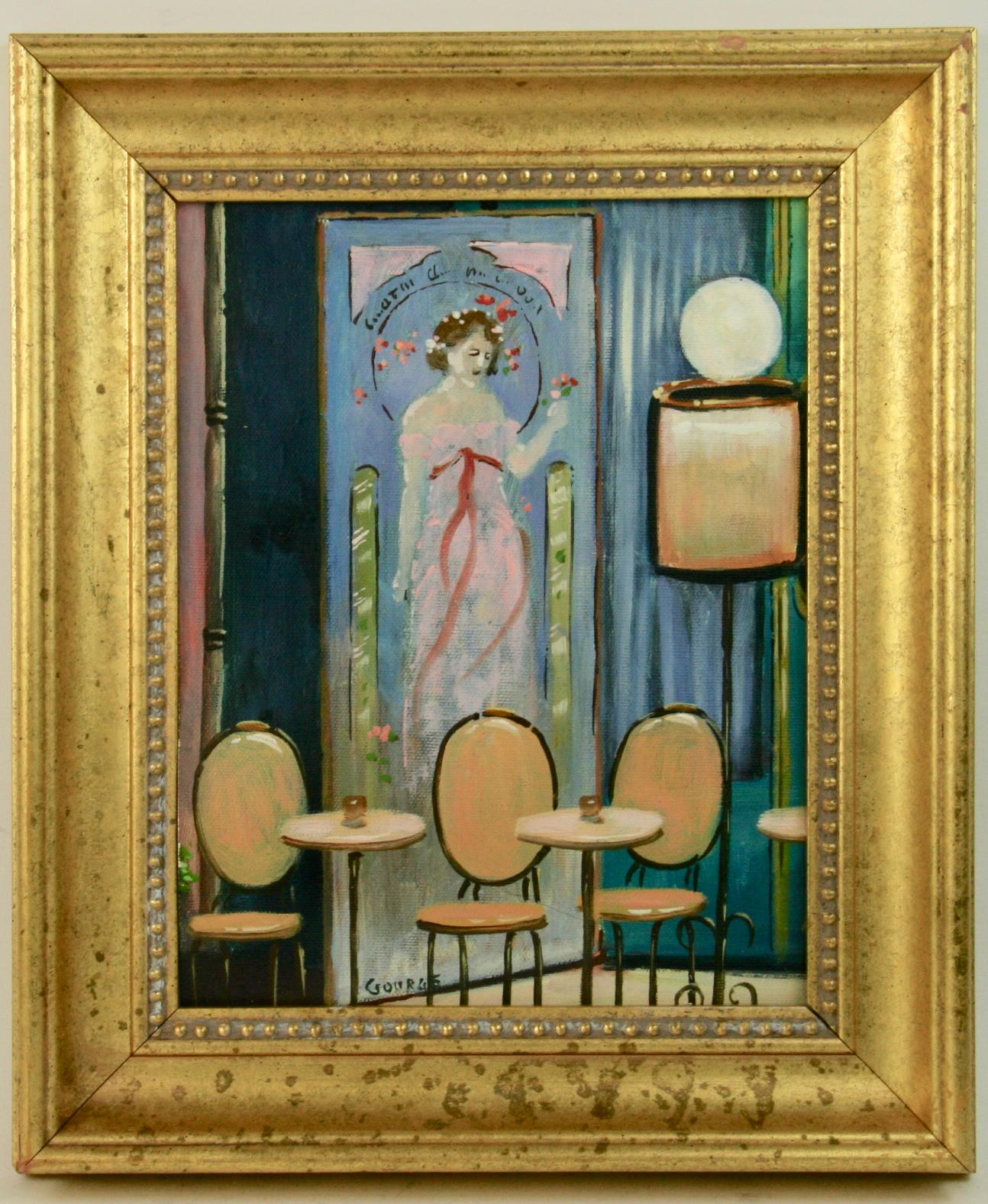 French Cafe Scene  - Painting by Gourge