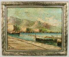 Vintage Amalfi Coastal Landscape  Painting
