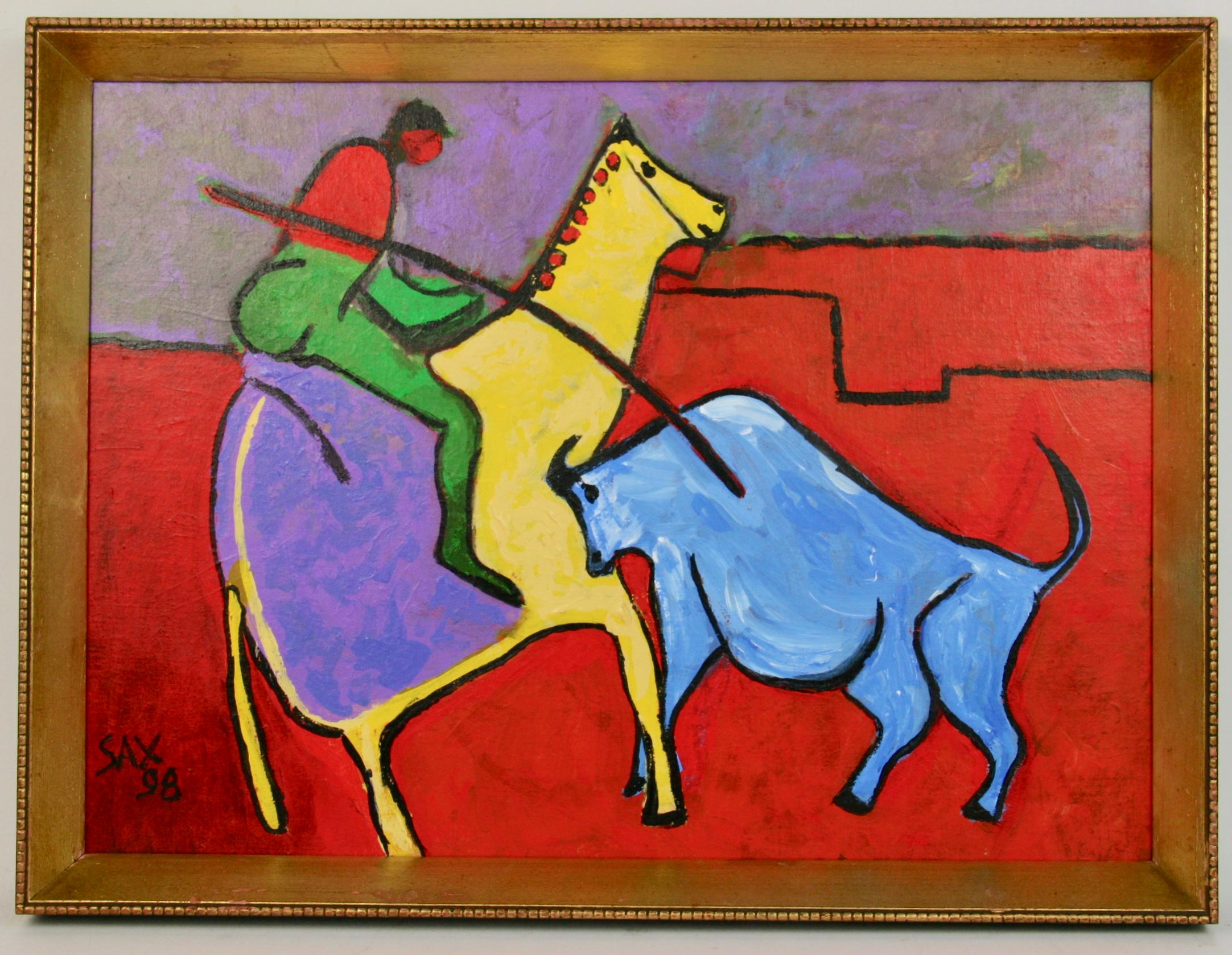 Sax Abstract Painting - Fauvist Abstract Bull Fight