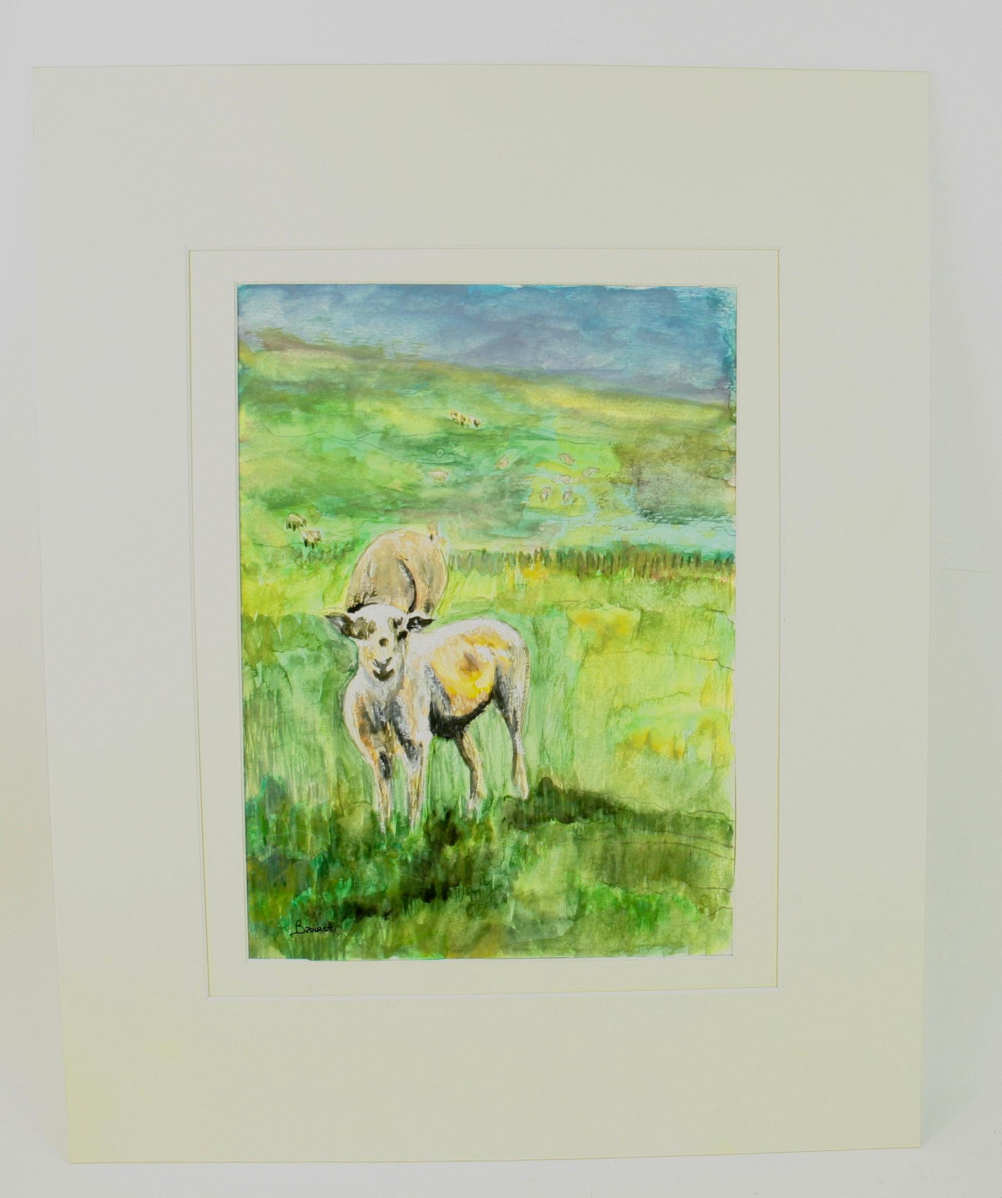 Sheep Grazing - Painting by Brunetti