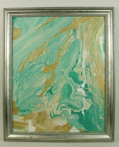 Gold Acqua Nuances Abstract Painting