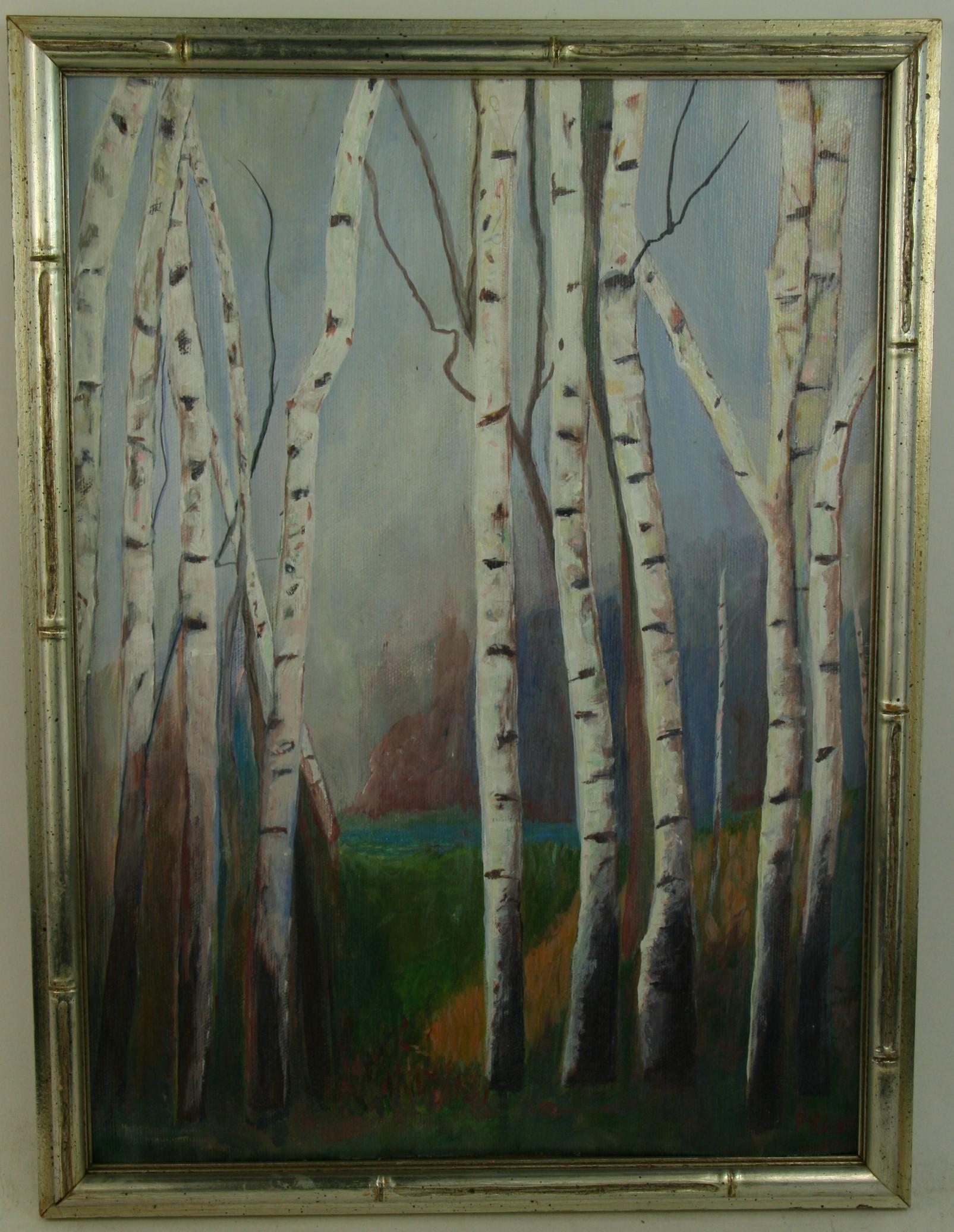 P.Russo Landscape Painting - Birch Trees Landscape