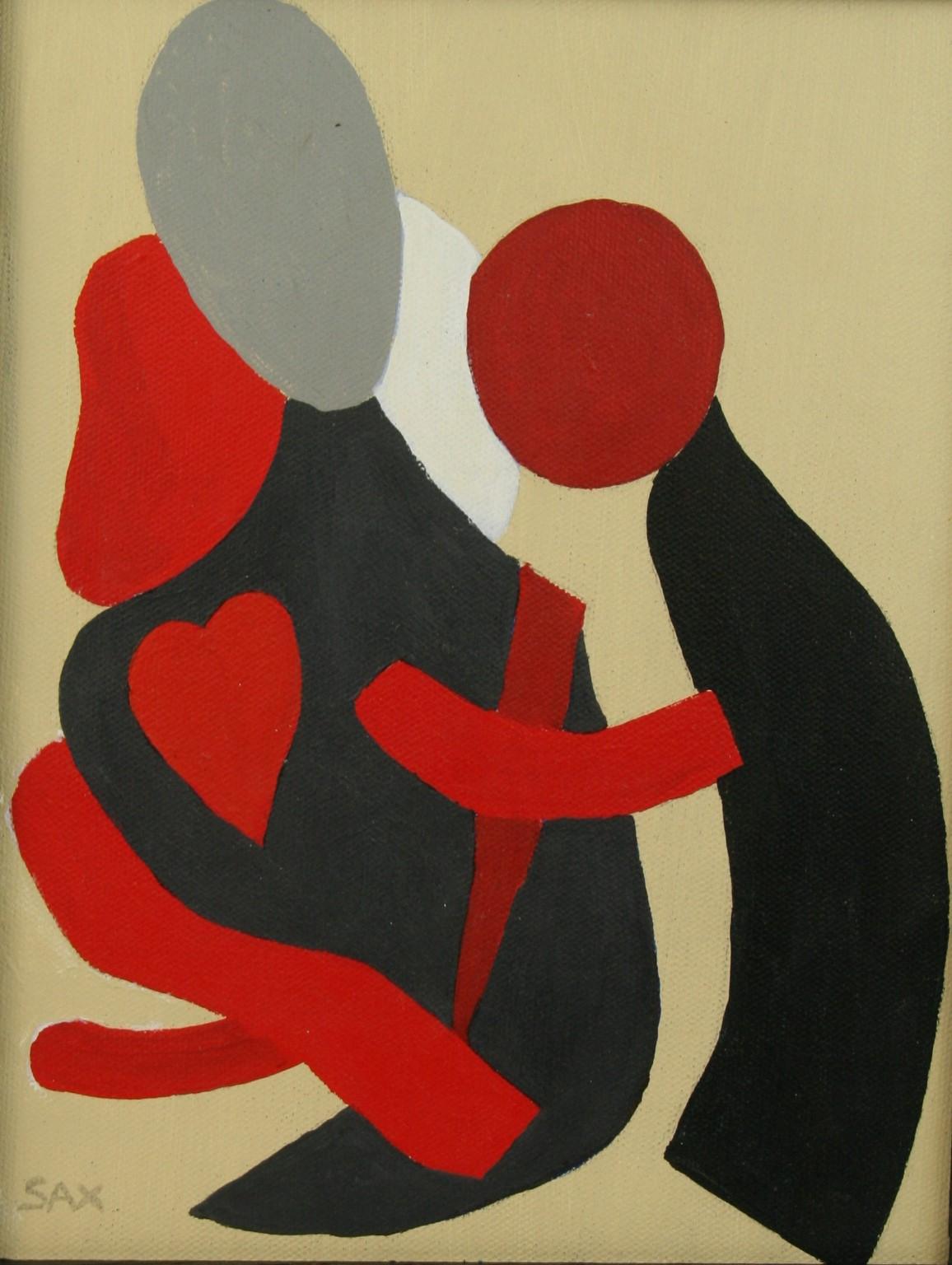 Surreal Abstract Tender Heart Lovers - Painting by Sax