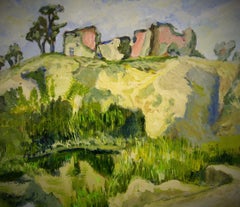 Impressionist Landscape French Abandoned Village 1950