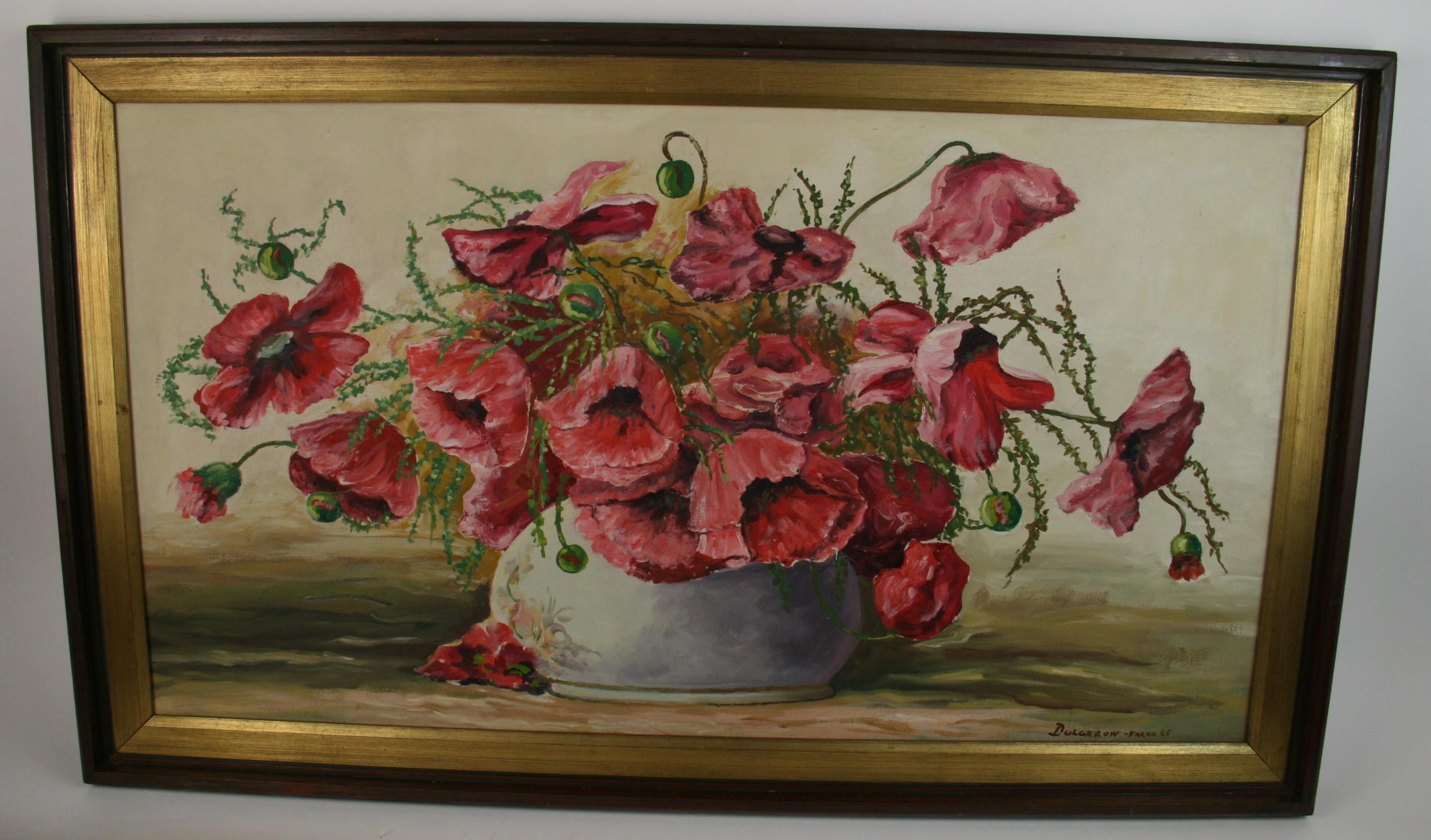 Varna Dulgerow Landscape Painting - American Impressionist Oversized Bouquet of Poppies Still life Floral painting
