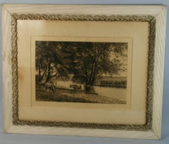 Antique English Engraving Bucolic Landscape 1885