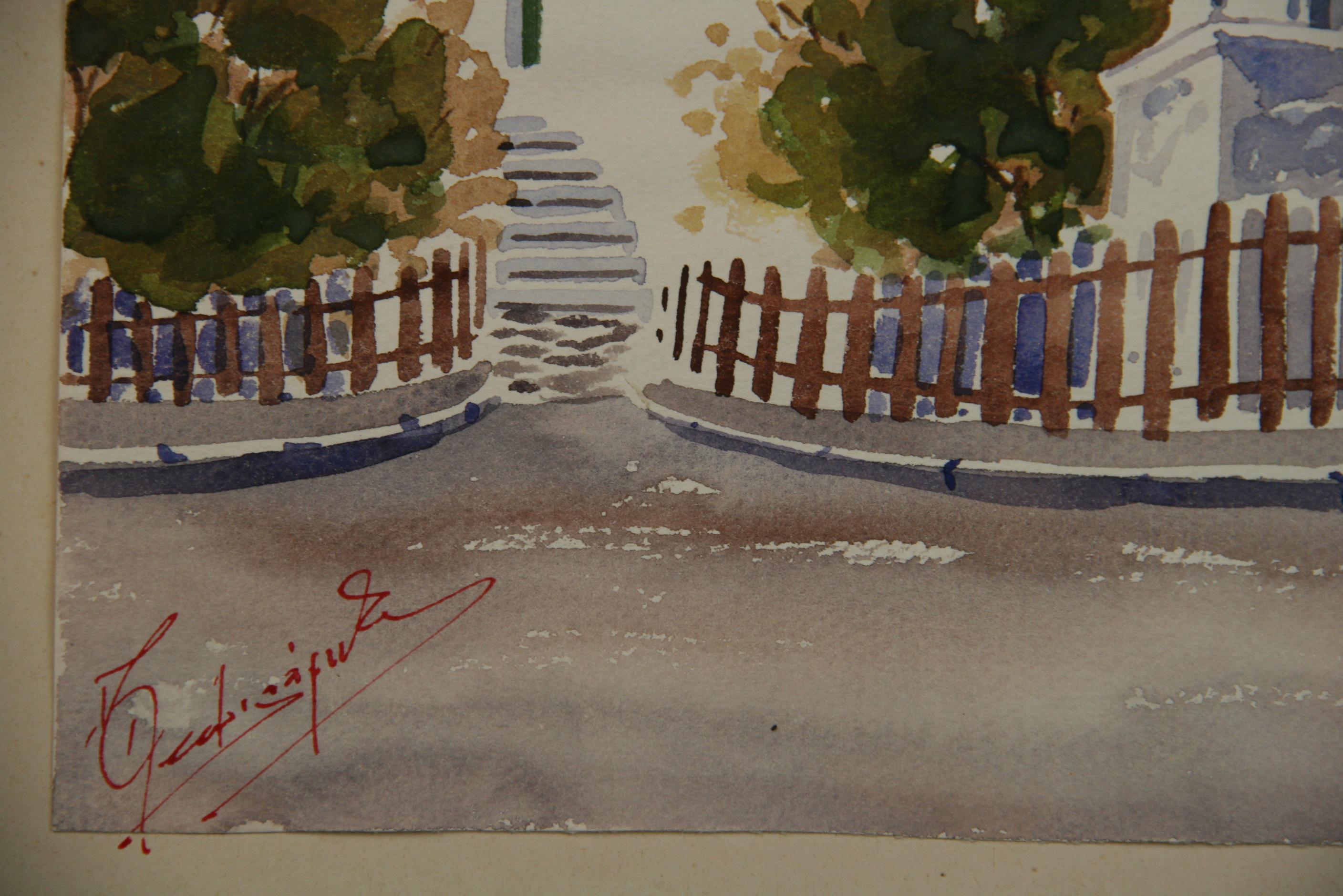 3869 Old Athens watercolor landscape on paper 
Part of a series of 10 Greek watercolors on our site