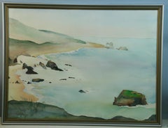 Peaceful Shore Line Large Watercolor Landscape by A.Kaufer