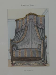 French Bed Hand  Colored Engraving