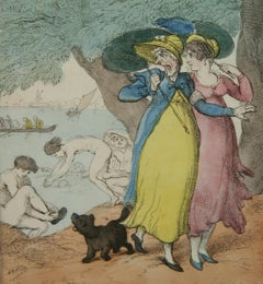 Shame on Nude Bathers on the Themes Engraving late 19th Century