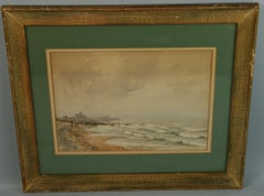Antique Seaside Watercolor Lancashire England 1933