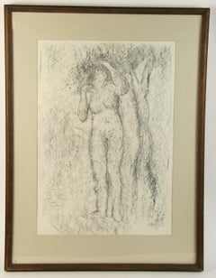 Woman Under A Tree Charcoal Nude  Drawing by Dammisse