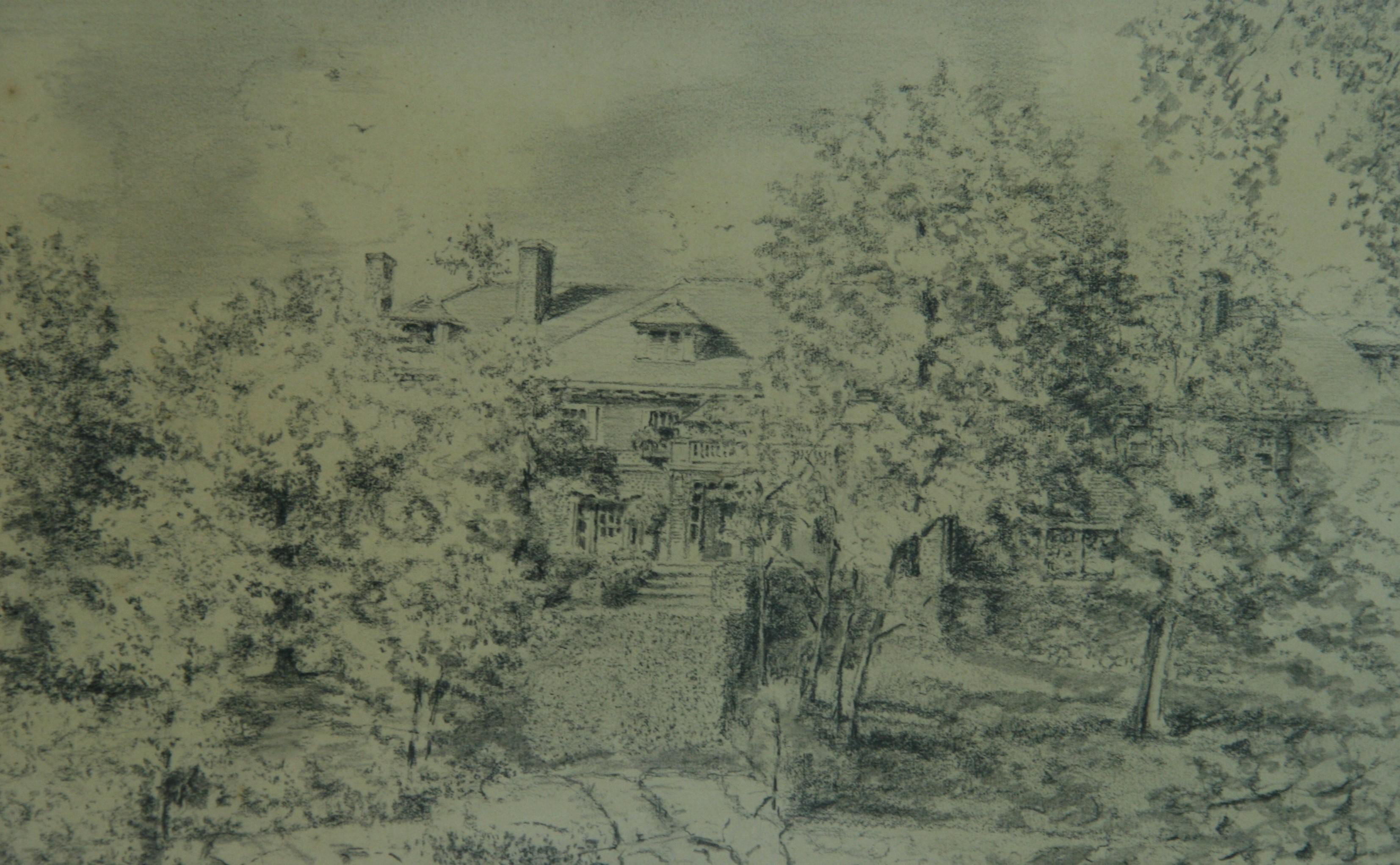 Dessins anciens « View from the Charles Riverin Boston » (1927) en vente 1
