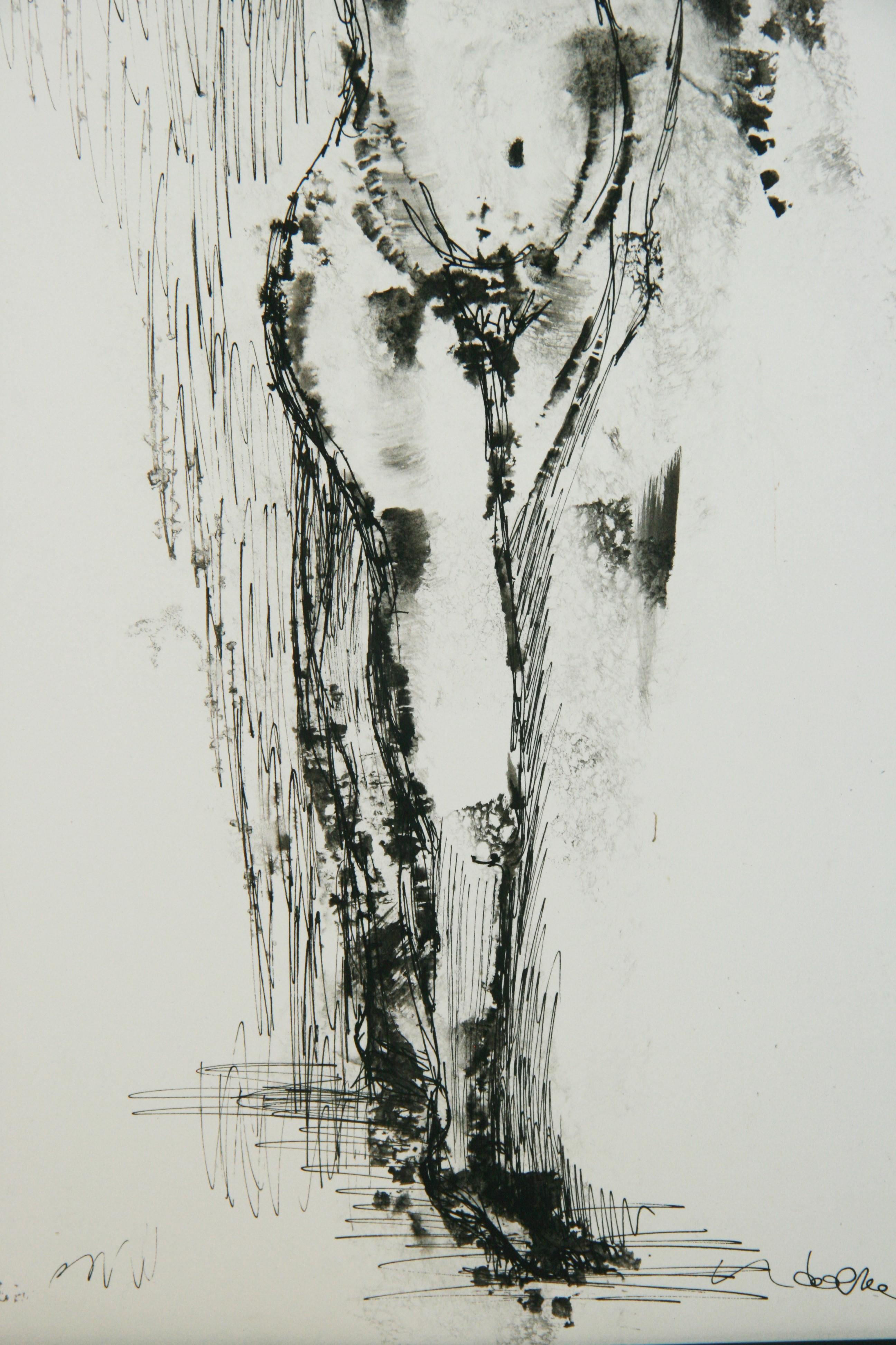 Modernist Nude In Pose India Ink Drawing 1960's For Sale 3