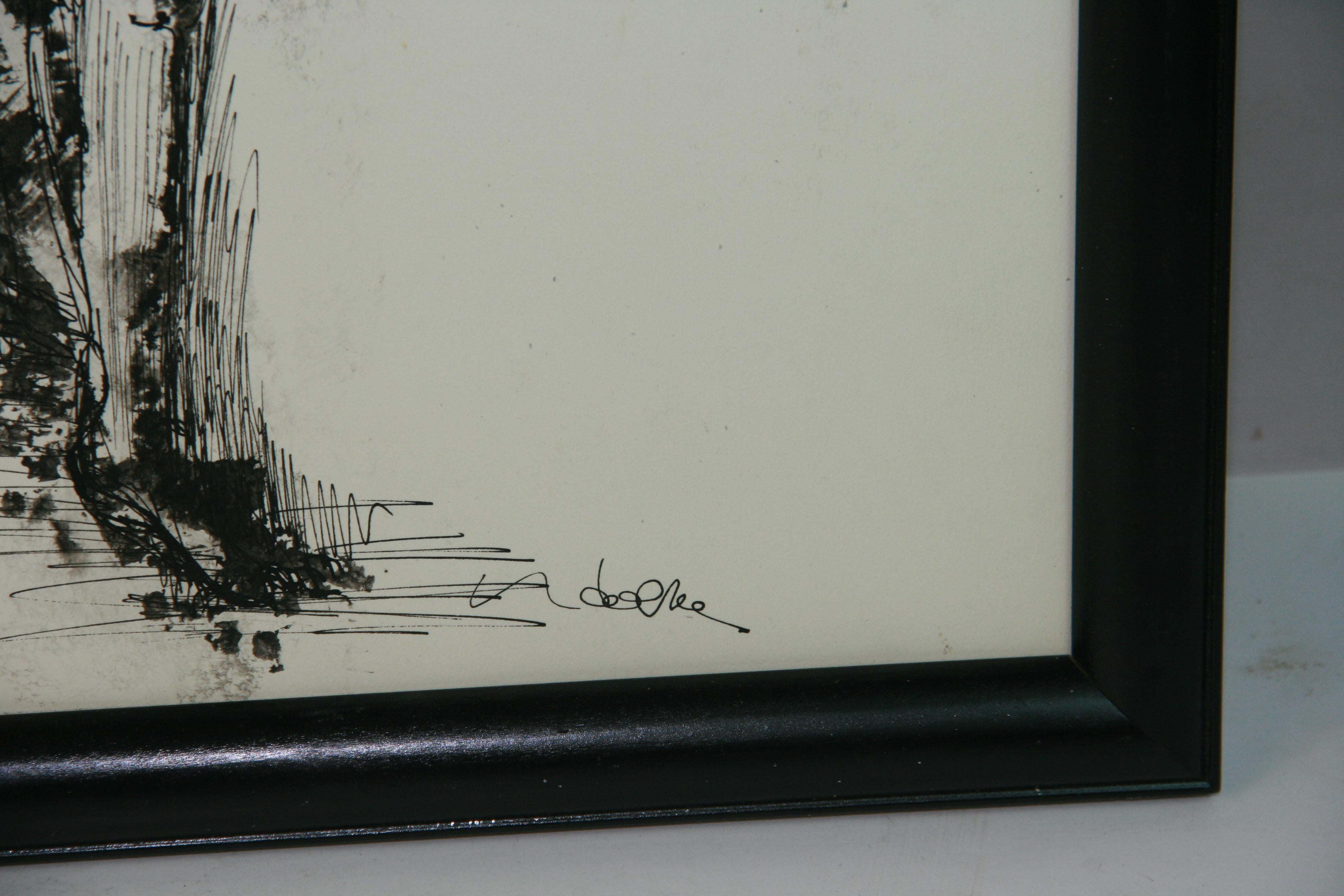 Modernist Nude In Pose India Ink Drawing 1960's For Sale 4