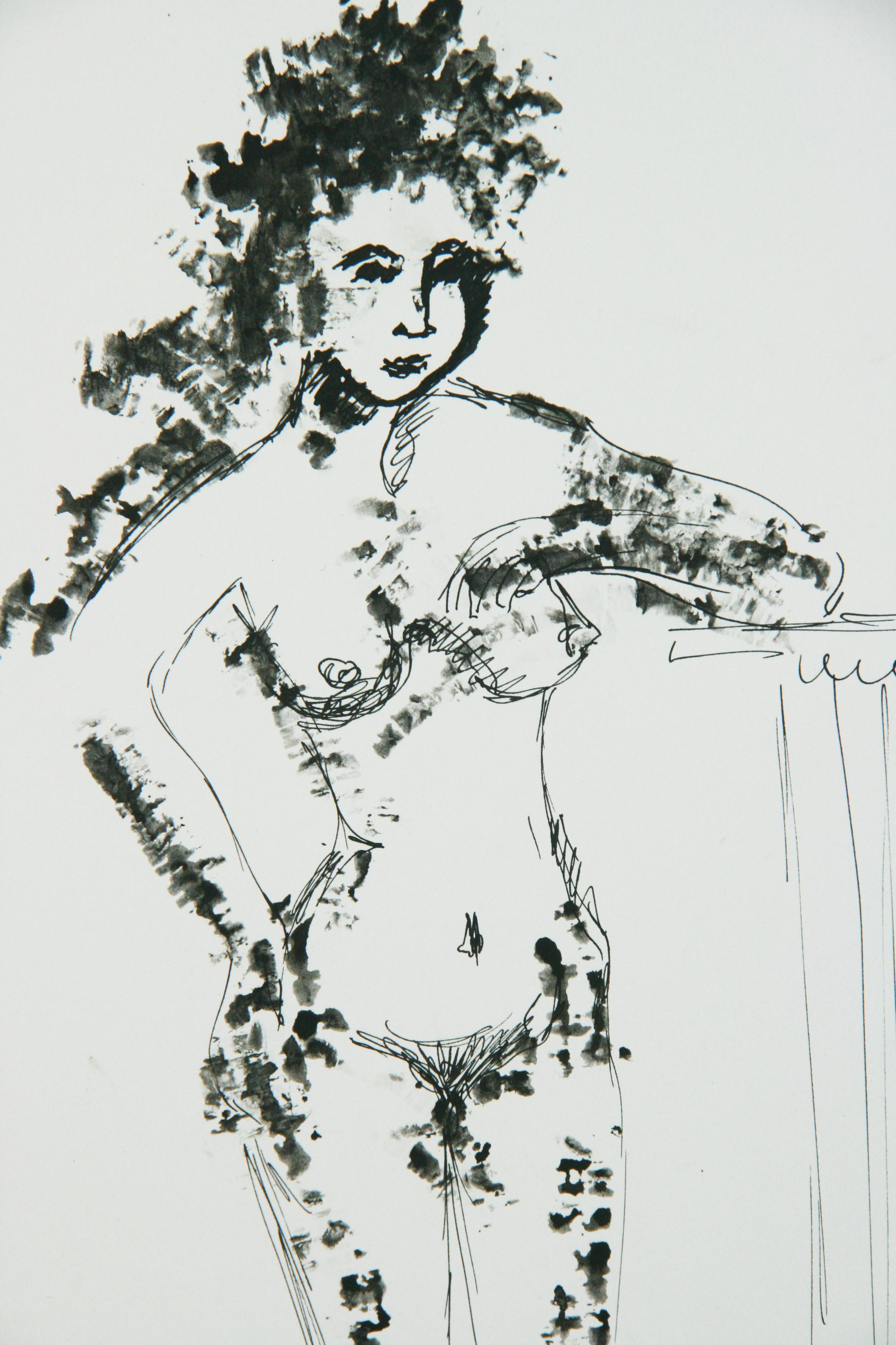 6016 Disegno a inchiostro di un nudo modernista con la maschera della marionetta
Cornice in argento dorato
firmato
immagine 16,5x13,5