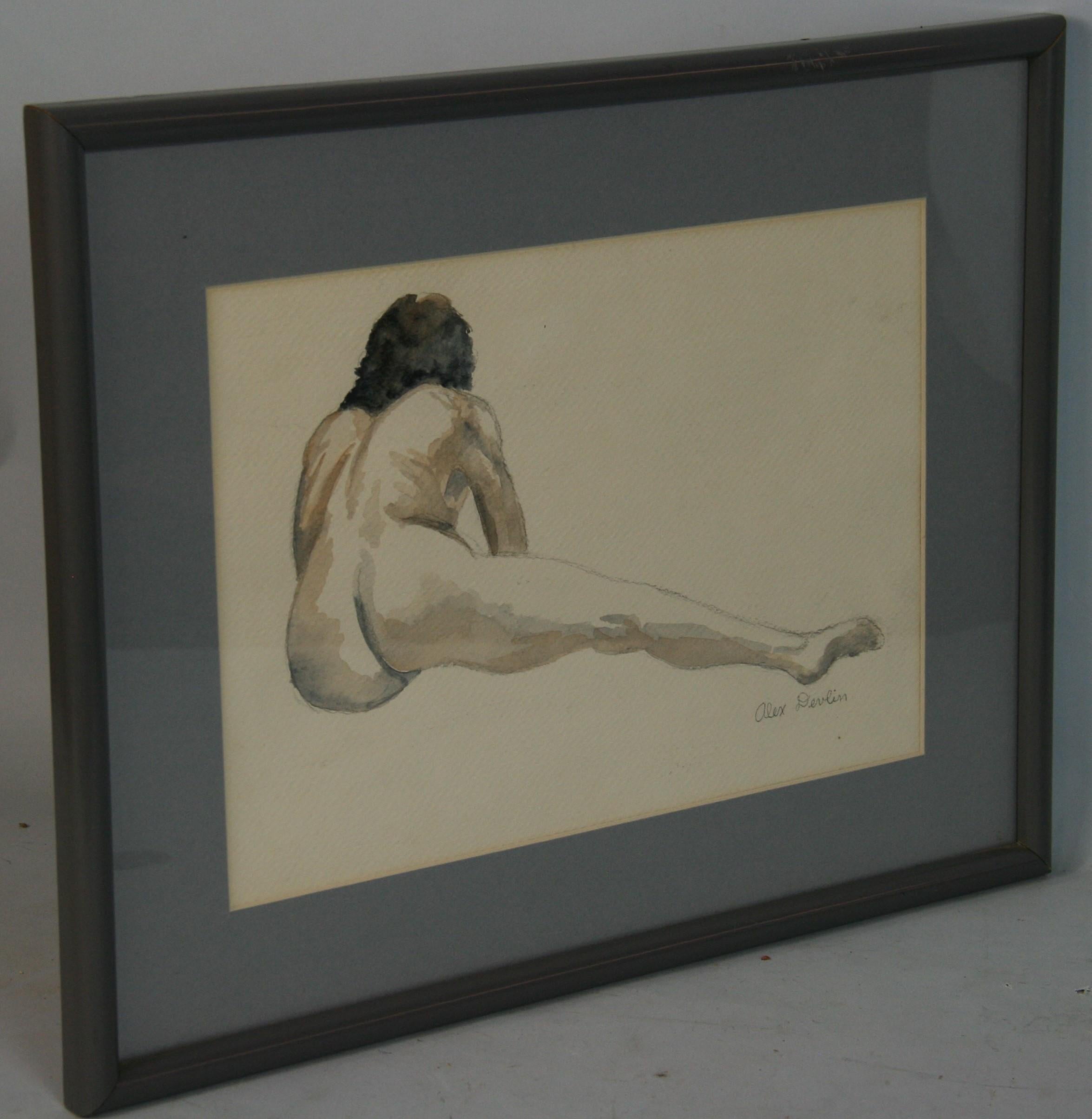 Male Nude Recling Seen From Rear by Alex Devlin - Art by Unknown