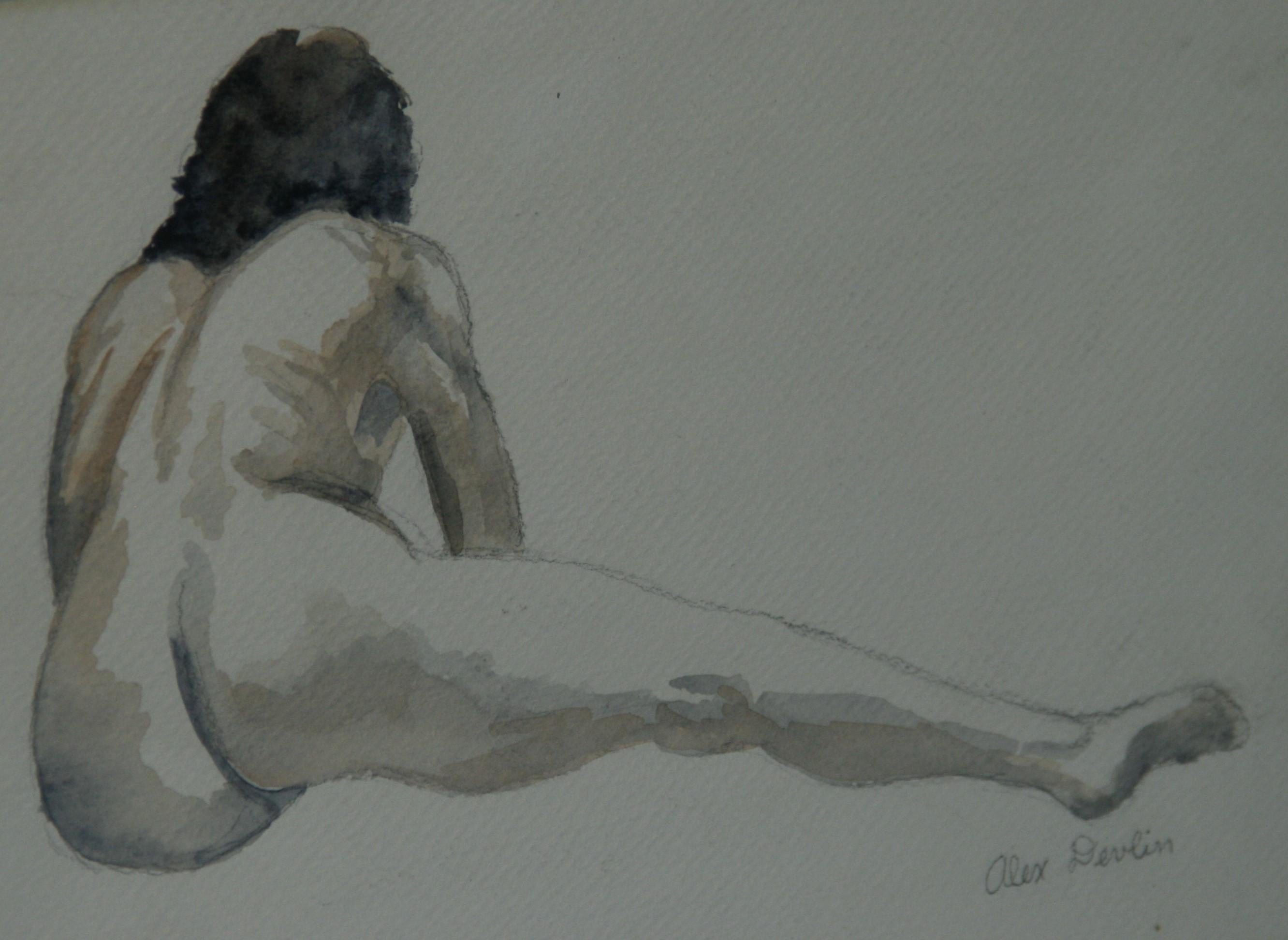 5067 Male nude recling seen from rear by Alex Devlin
Image size 9.5x 13.5