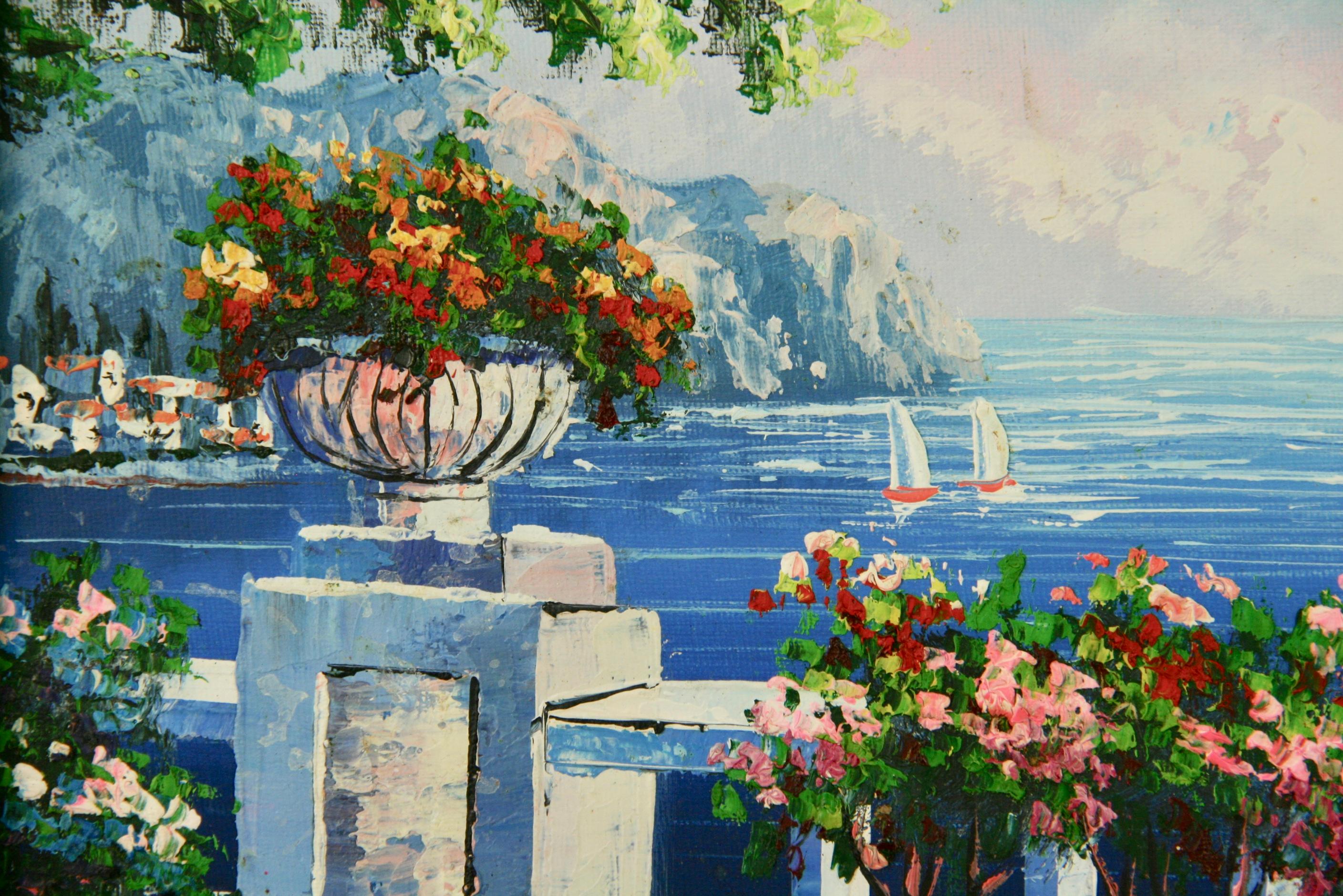 Lake Como Landscape  Seascape - Painting by K.Wallis