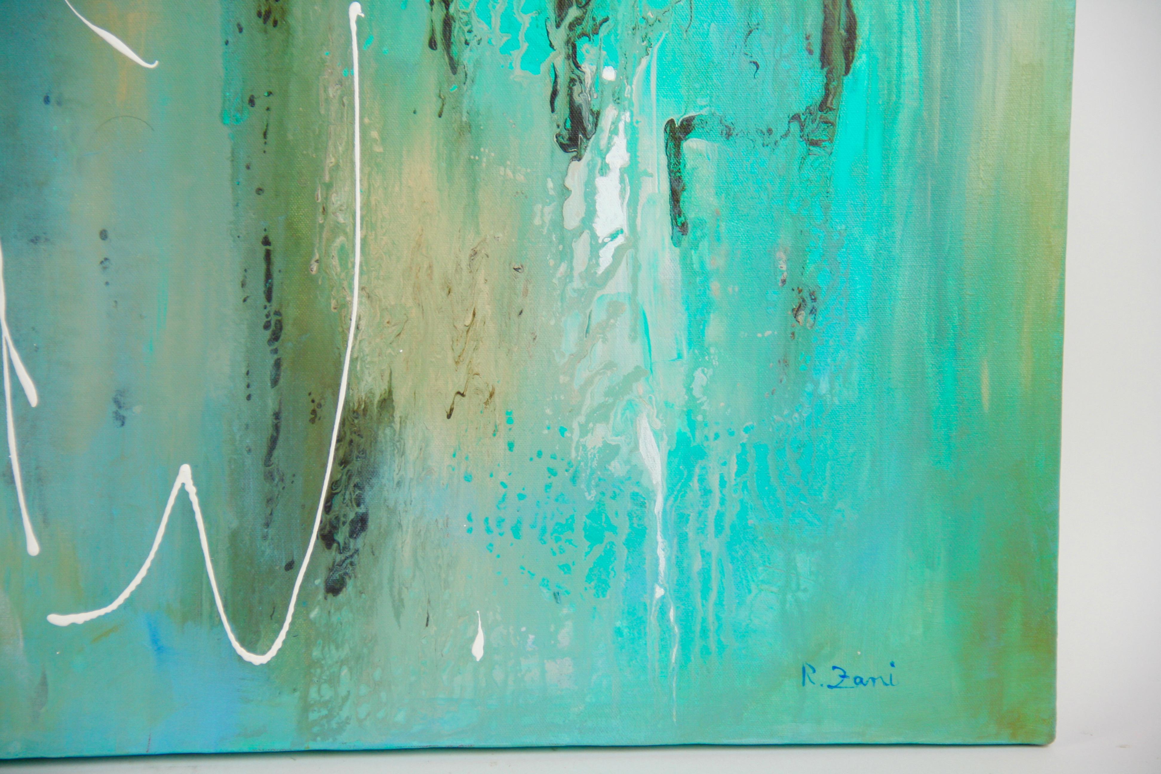 Large Scale Acquamarine Abstract Painting 3