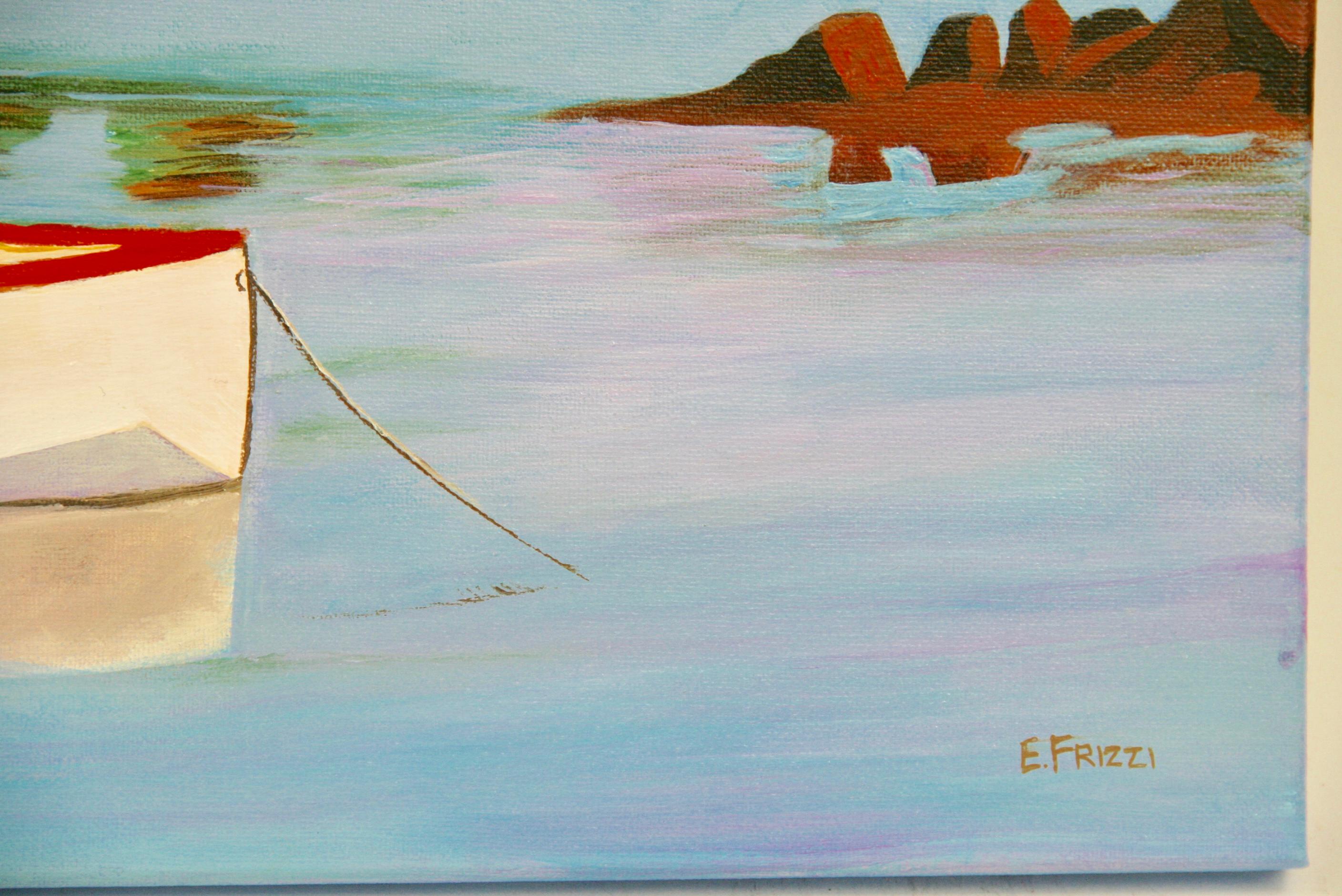 Sardinia Beach Landscape - Blue Landscape Painting by E.Frizzi
