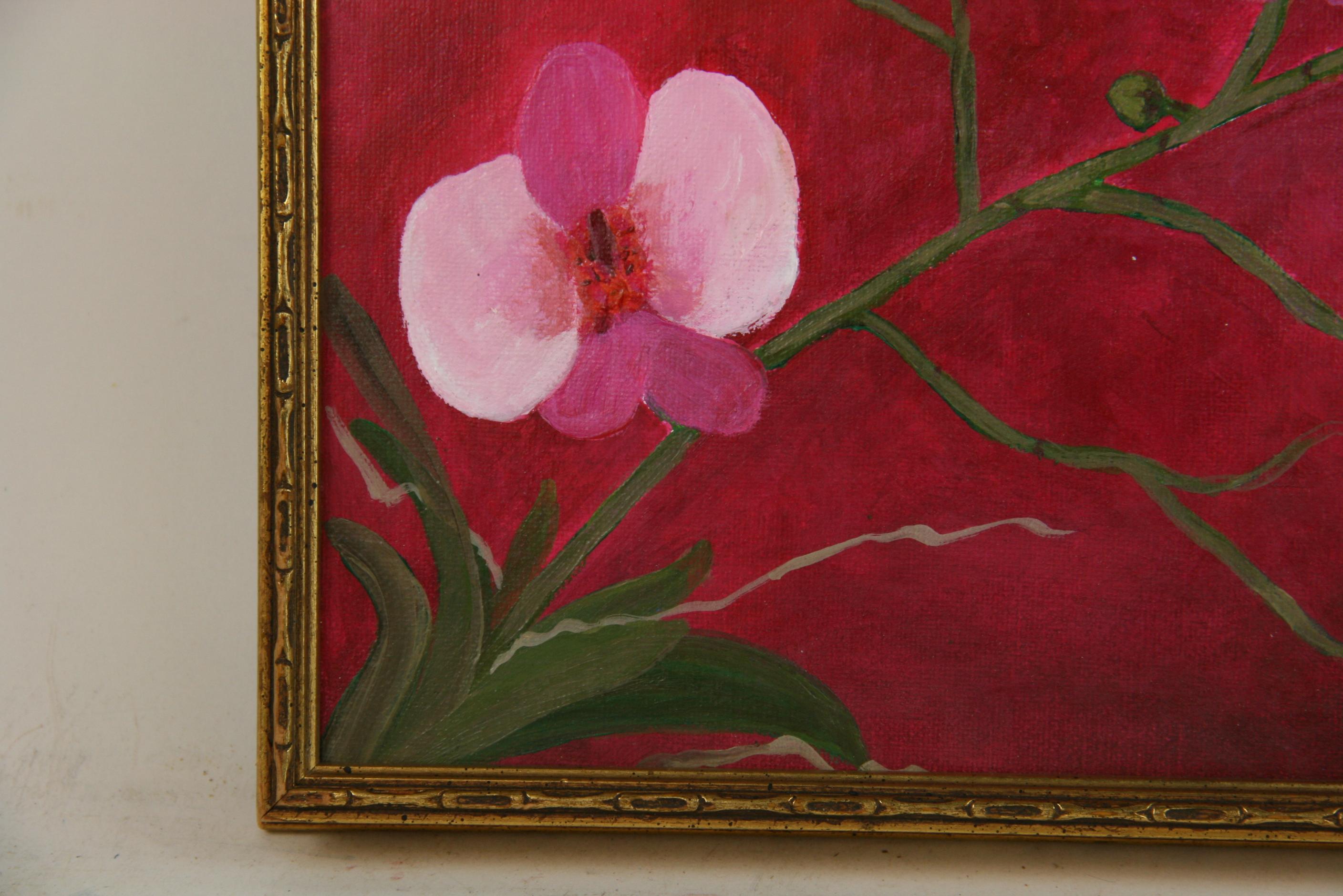Flowering Orchiade - Brown Still-Life Painting by Unknown