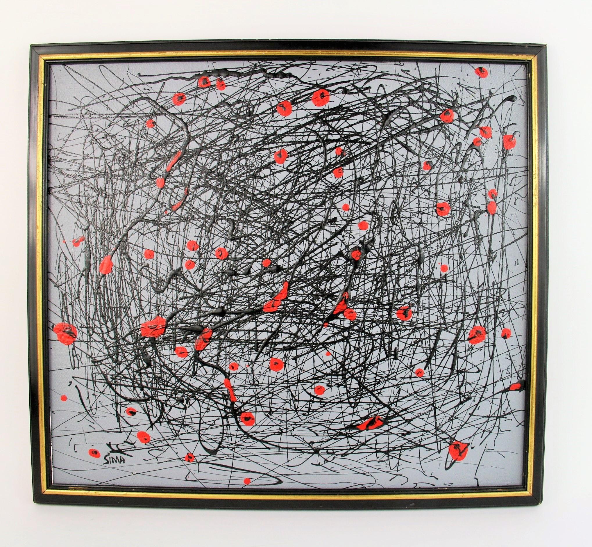  Abstract Expressionist Black and Red For Sale 1