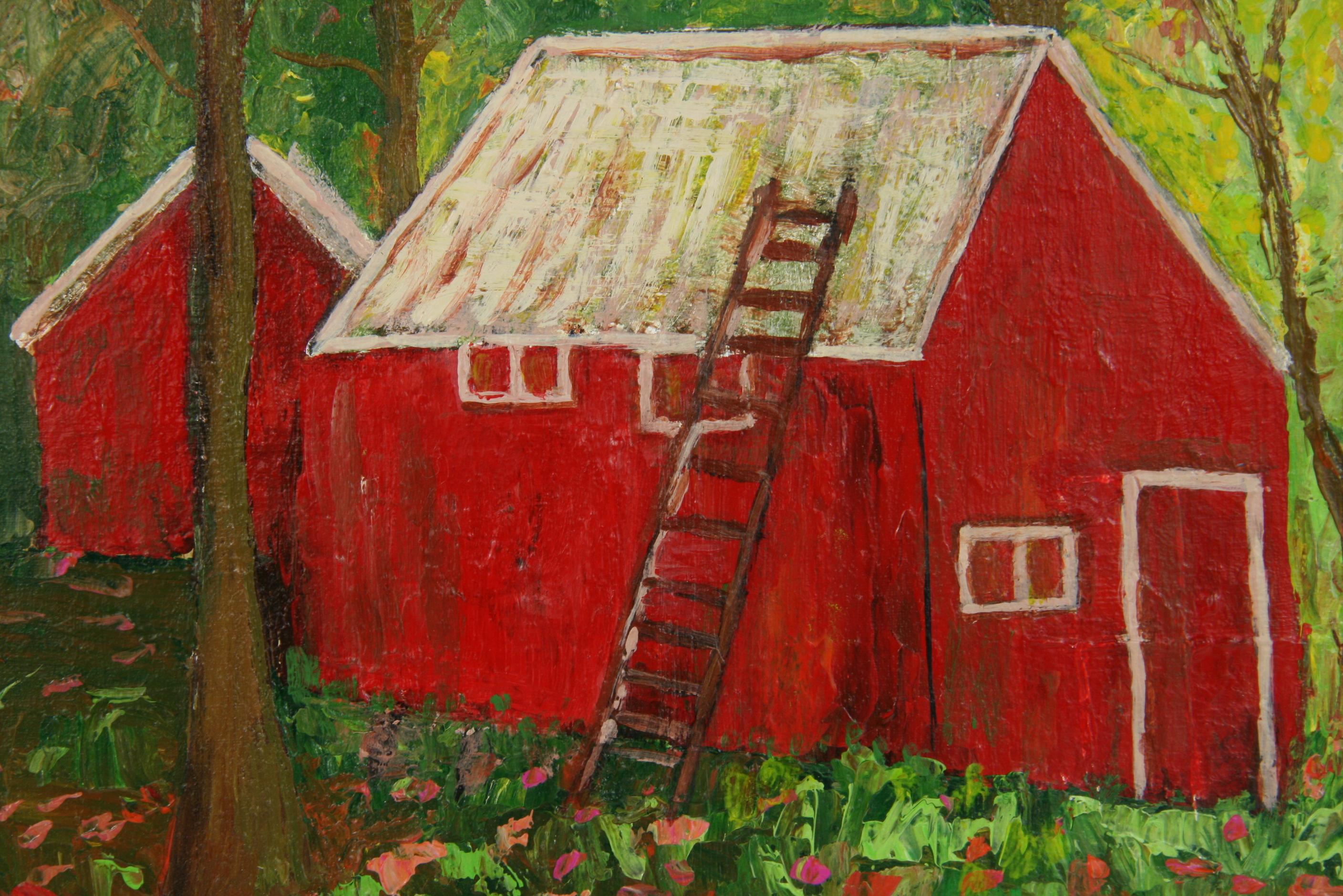 M.Federe Landscape Painting - Red Barn Landscape