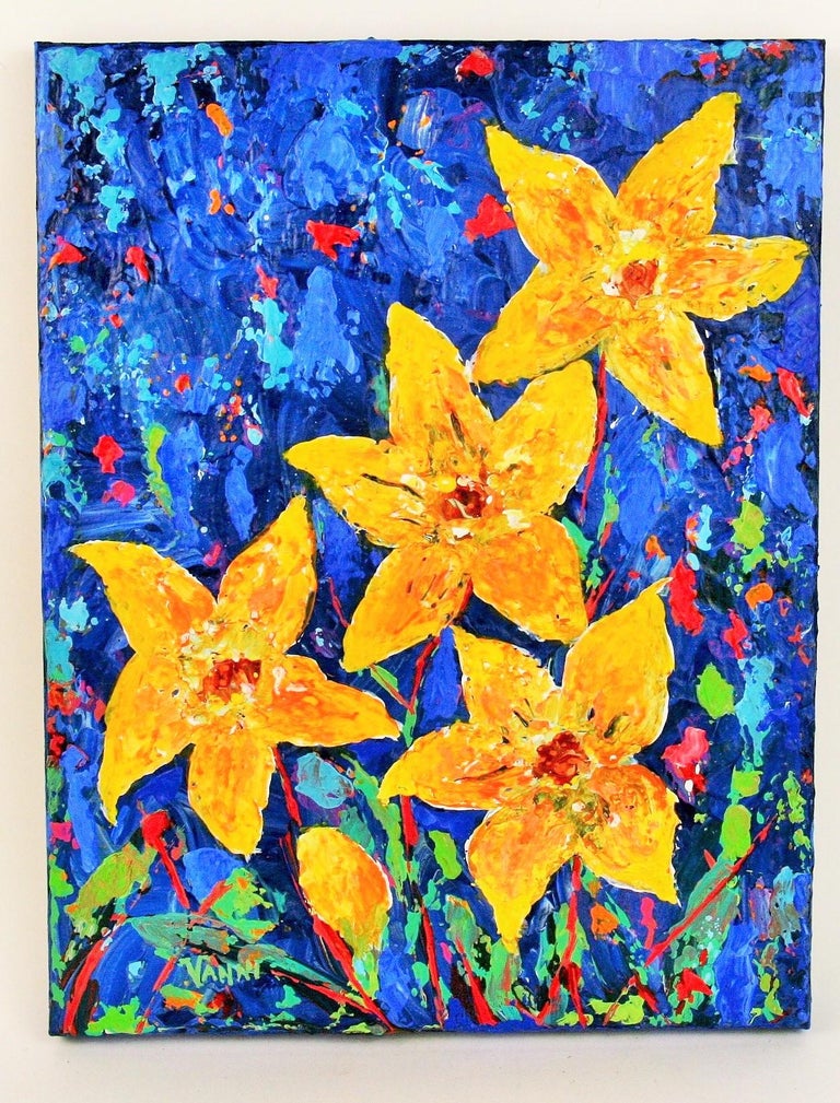 Vanni Landscape Painting - Impressionist Yellow Flowers
