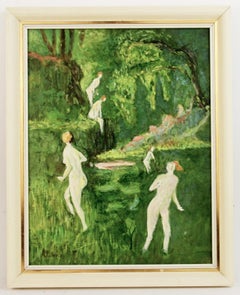 Nude Bathers in the Forest Stream Landscape