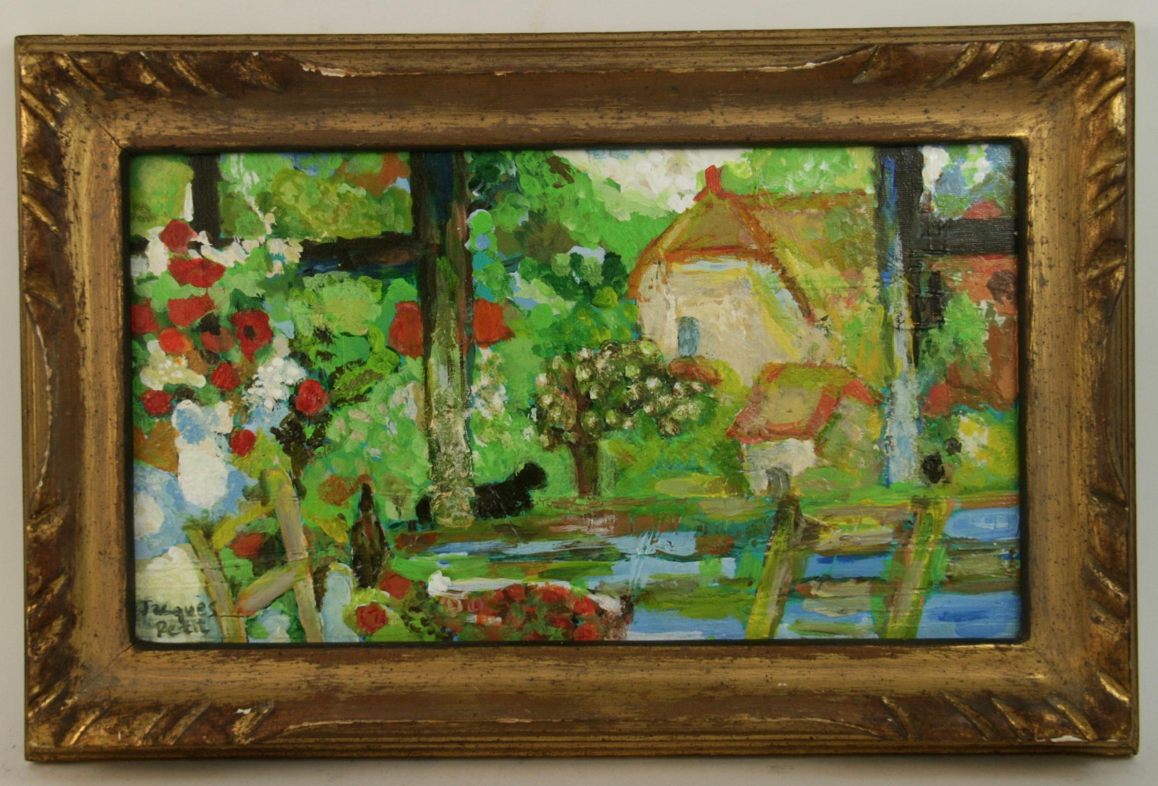 Gazing Thru The Window French  Landscape  - Painting by J.Petit