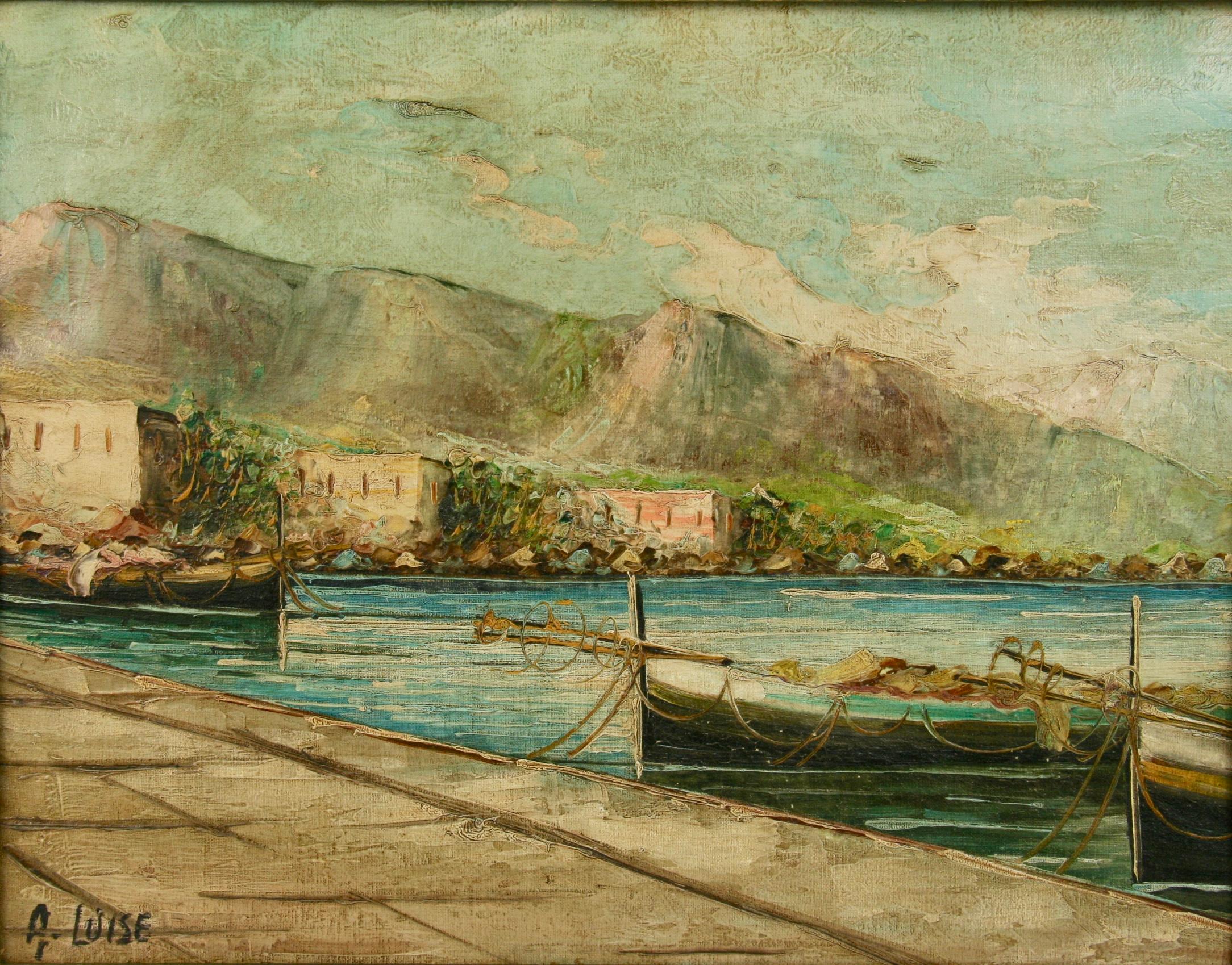 Amalfi Coastal Landscape  Painting - Brown Landscape Painting by A.Luise