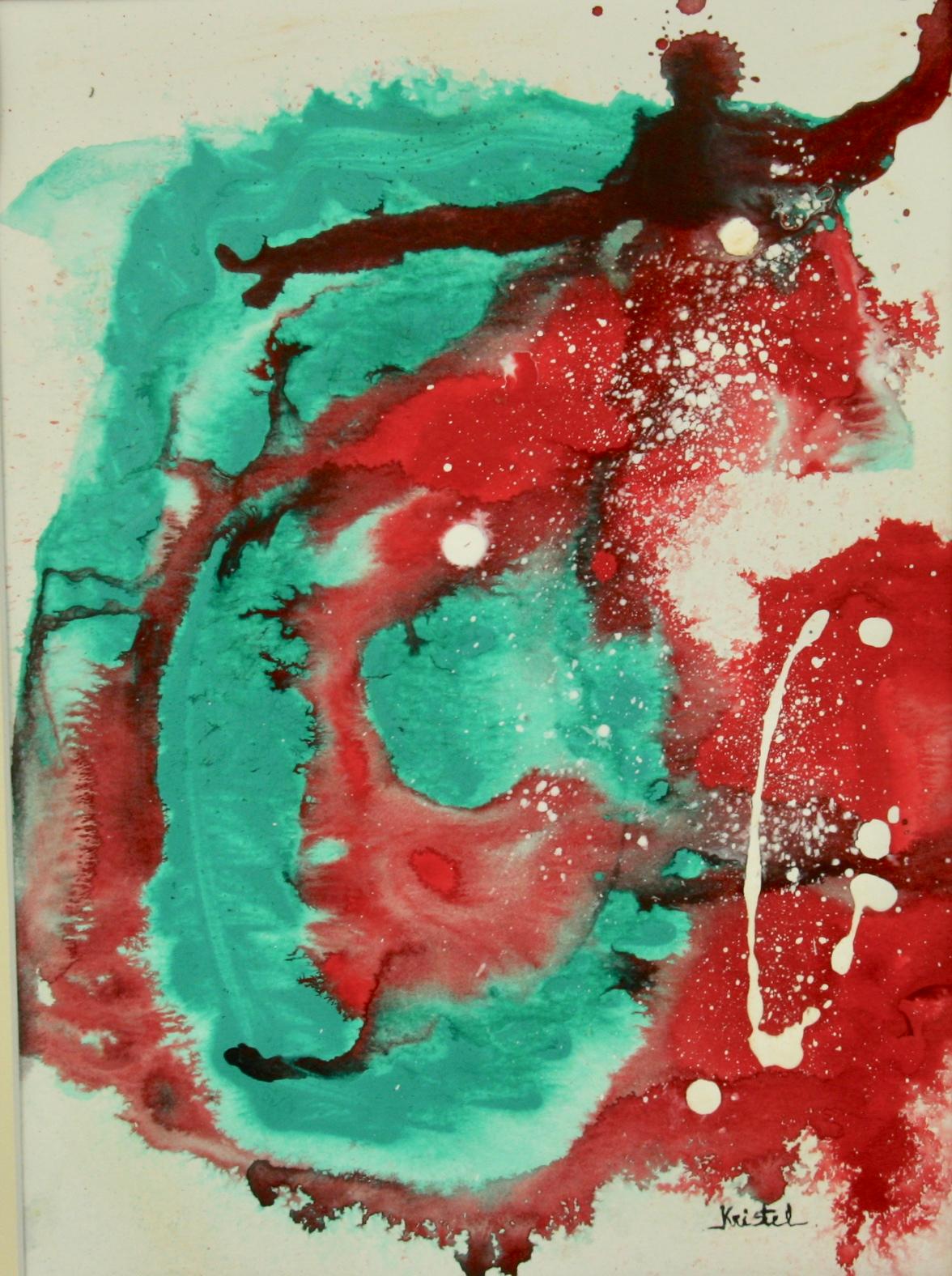 Kristel Abstract Painting - Red Aquamarine Abstract 