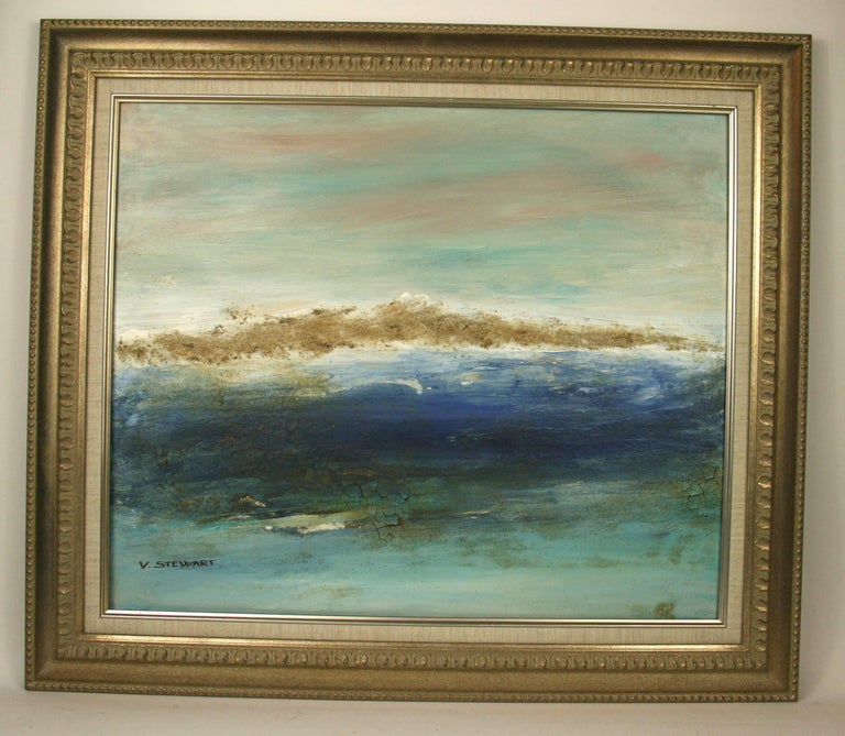 California Impressionist Seascape Painting - Brown Landscape Painting by V.Stewart