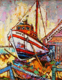 Arberdeen Boat Dock  Nautical Landscape Painting