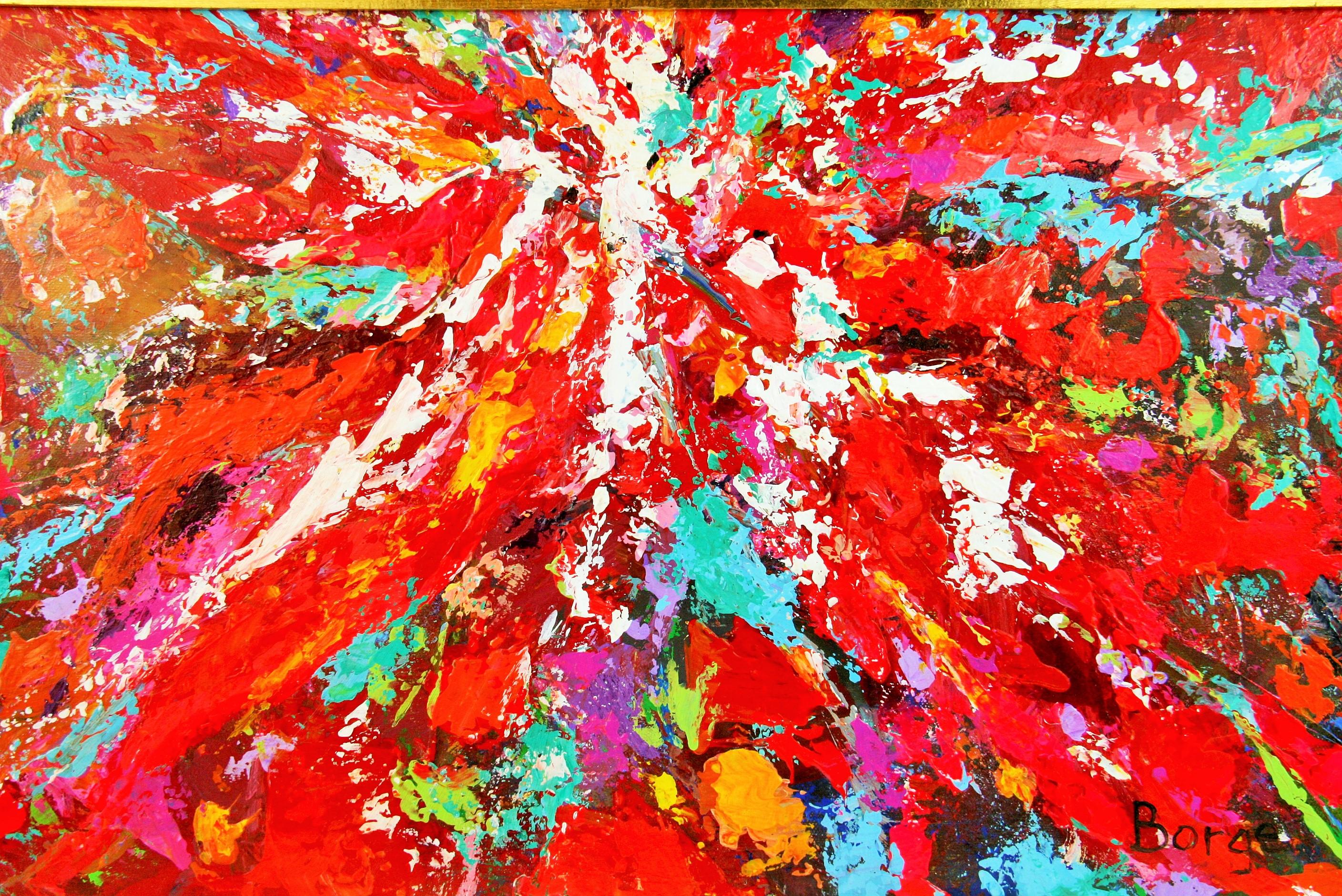 Abstract Expressionist Bold Red  Painting For Sale 1